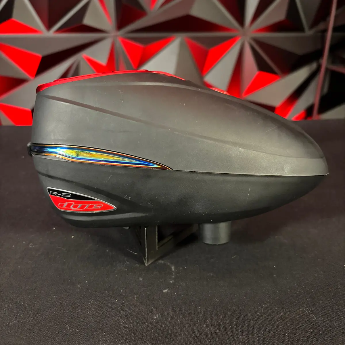 Used Dye R2 Paintball Loader - Fire W/ Red Evo Metal Speedfeed 1