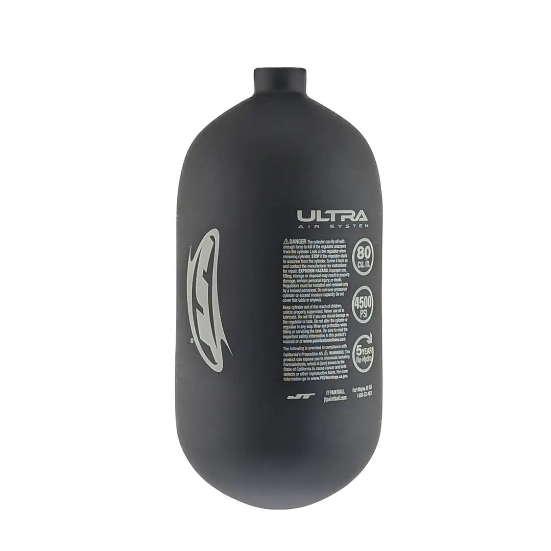 Jt Ultra Light 80Ci 4500Psi Hpa Paintball Tank - Matte Black/Grey - Bottle Only 1