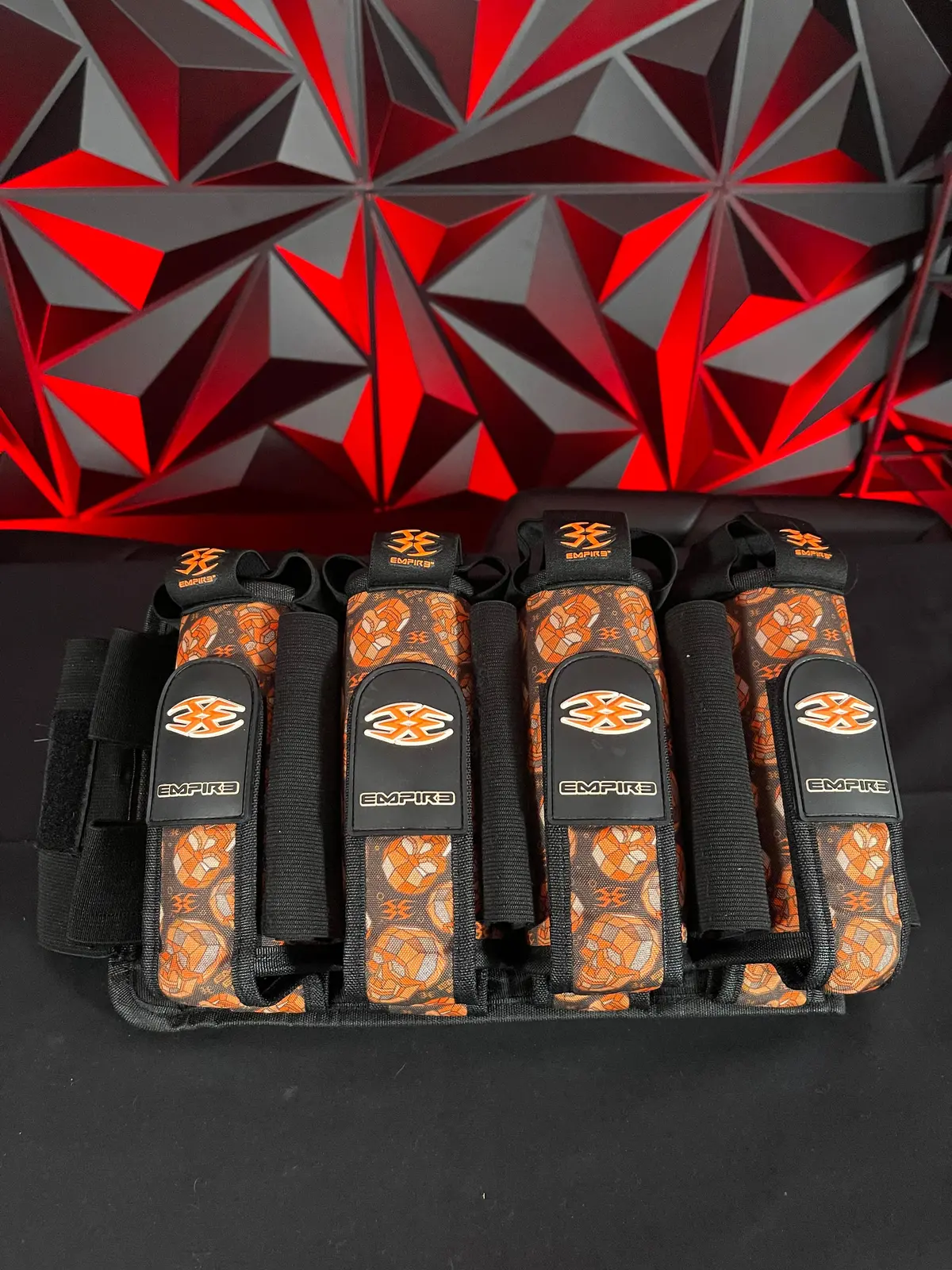 Used Empire 4+5 Paintball Pod Pack- Orange Skull/Black 1