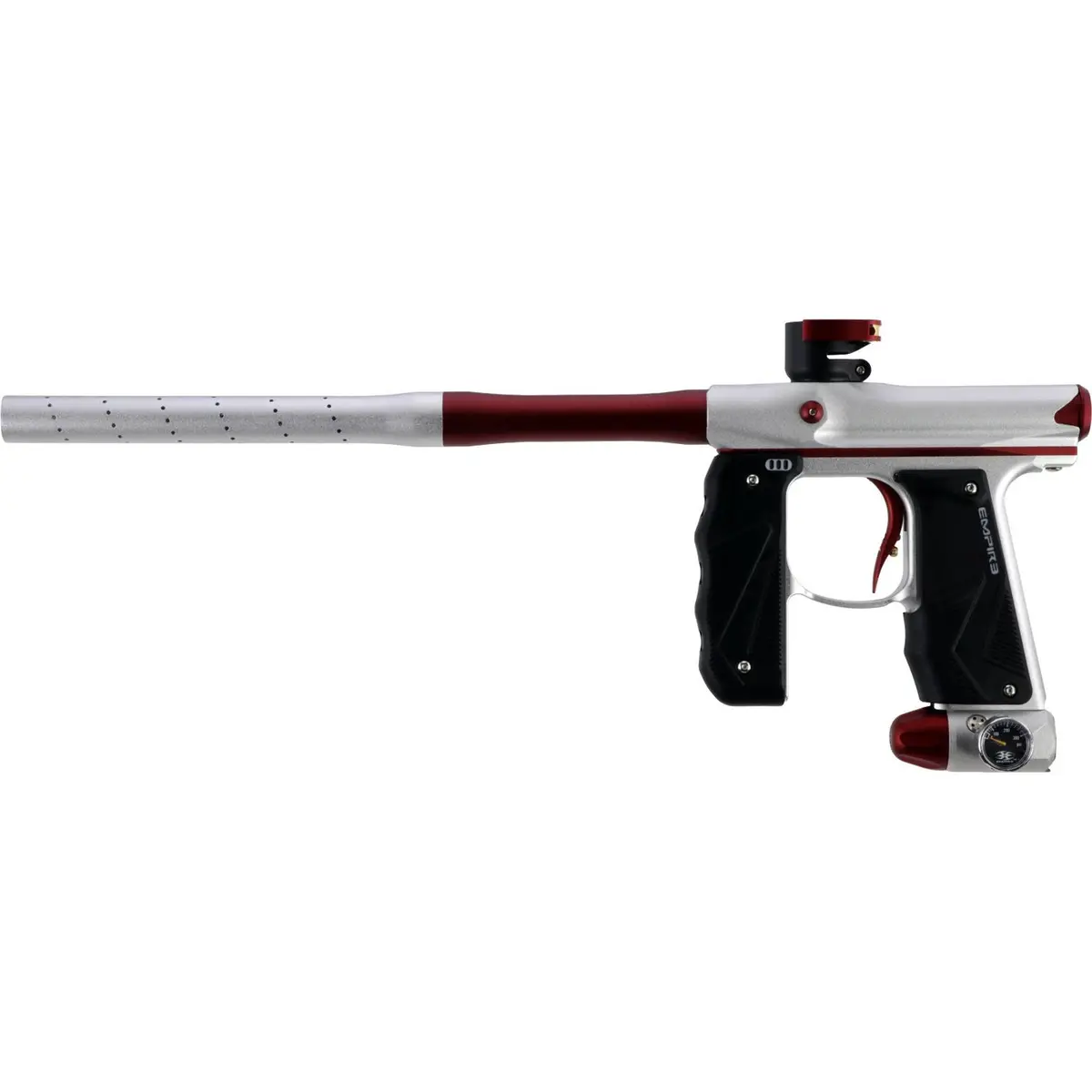 Empire Paintball Mini Gs Marker W/ 2 Piece Barrel - Dust Silver/Dust Red 1