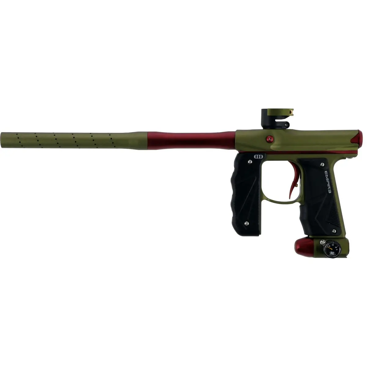 Empire Paintball Mini Gs Marker W/ 2 Piece Barrel - Dust Olive/Dust Red 1