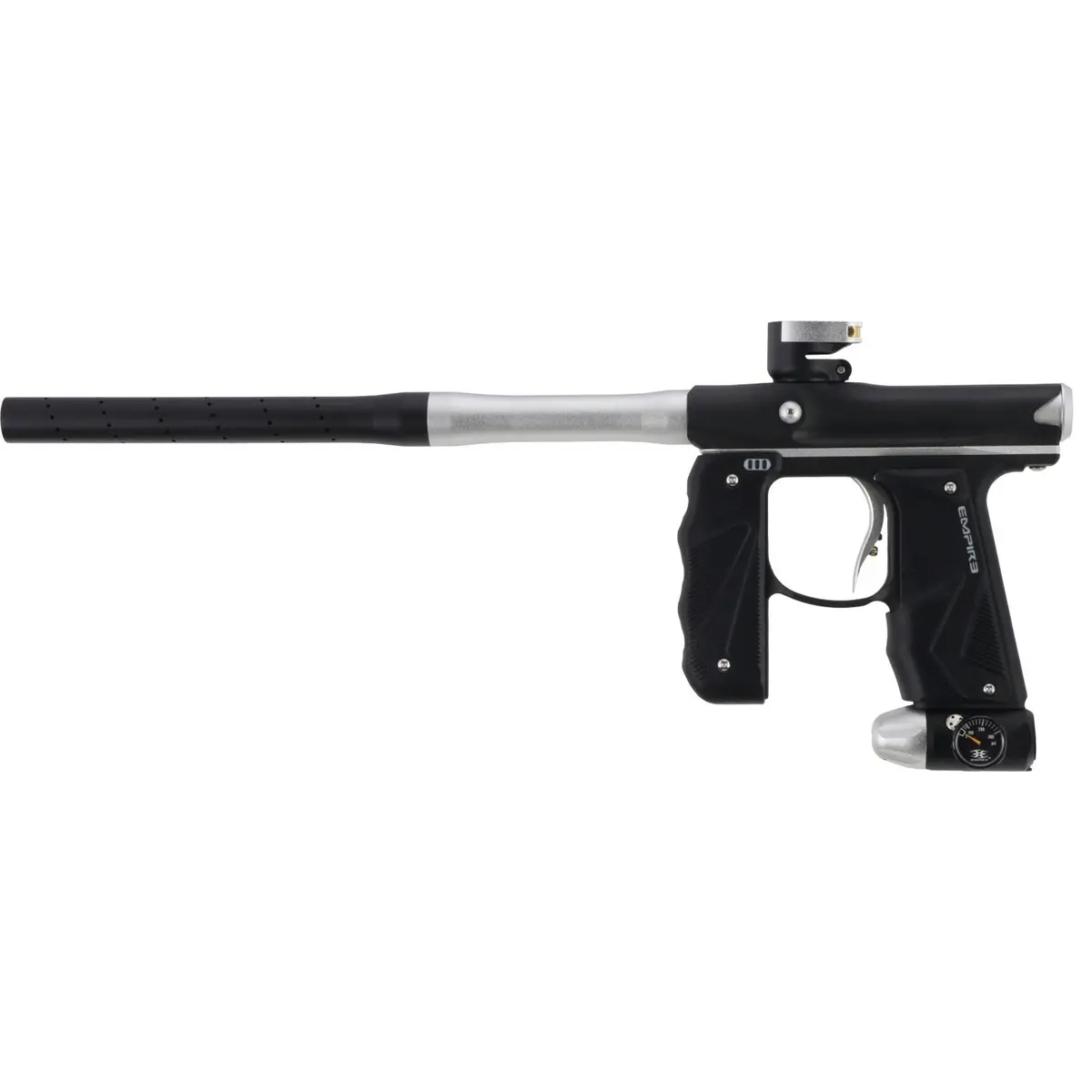 Empire Paintball Mini Gs Marker W/ 2 Piece Barrel - Dust Black/Silver 1