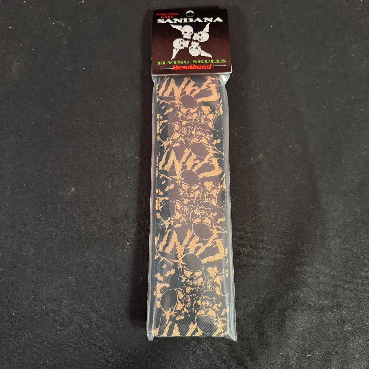 Sandana Headband Flying Skulls - Black/Gold 1
