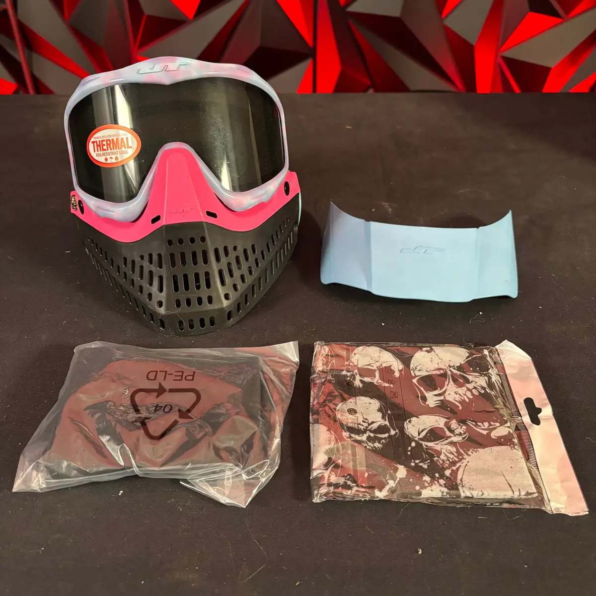Used Jt Proflex Paintball Mask - Custom #20 Cotton Candy Frames /W Black To Pink Bottoms And Light Blue Ears *Custom* 1