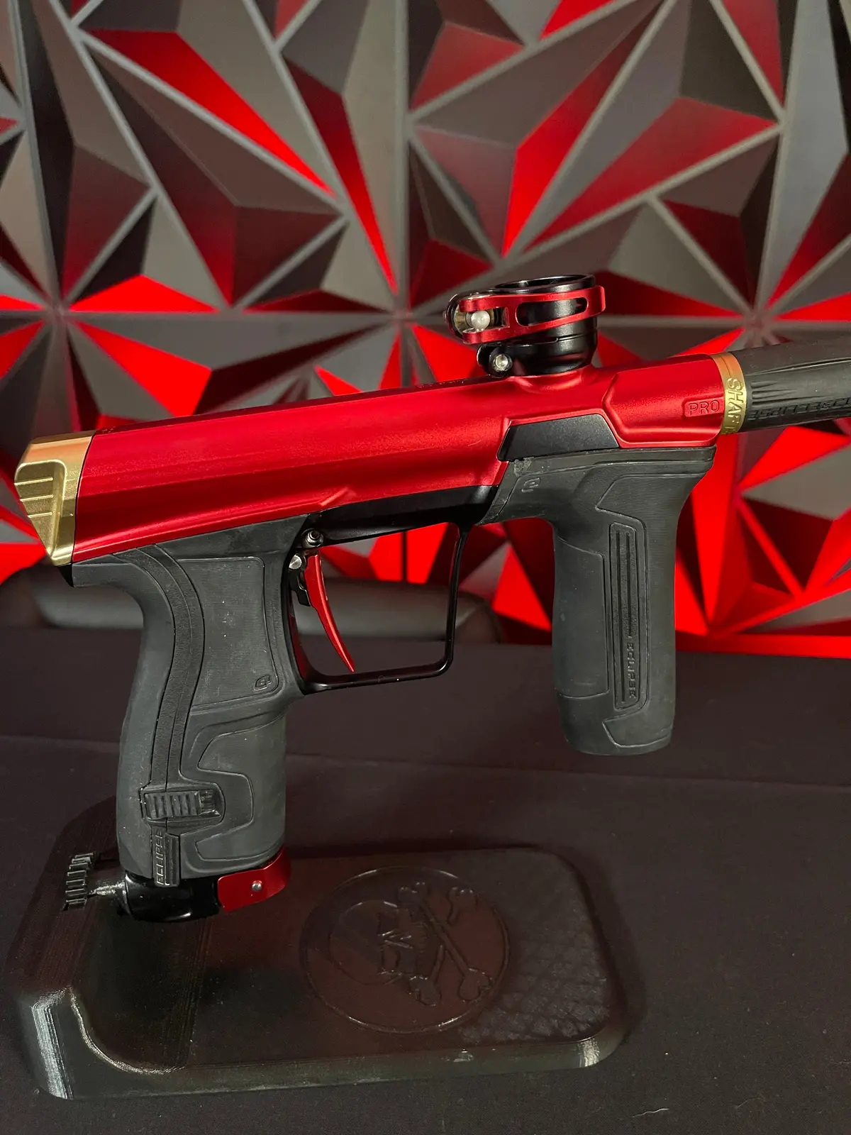Used Planet Eclipse Cs2 Pro Paintball Gun - Red/Black/Gold W/ 3 Fl Backs 1