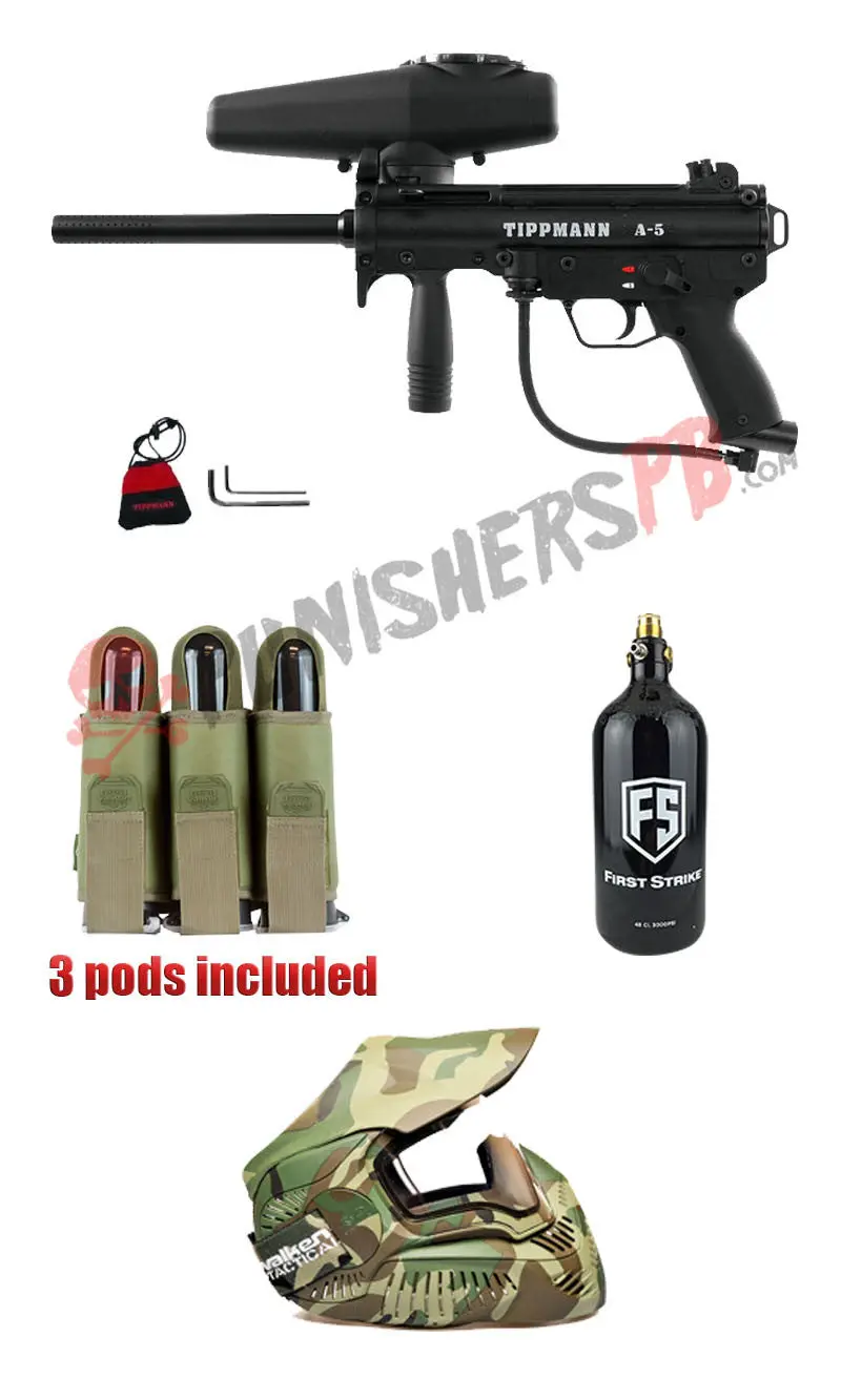 Tippmann Mechanical A5 Complete Paintball Gun Package 1