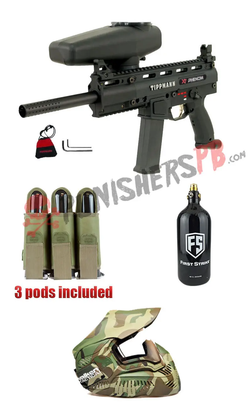 Tippmann Electronic X7 Phenom Complete Paintball Gun Package 1