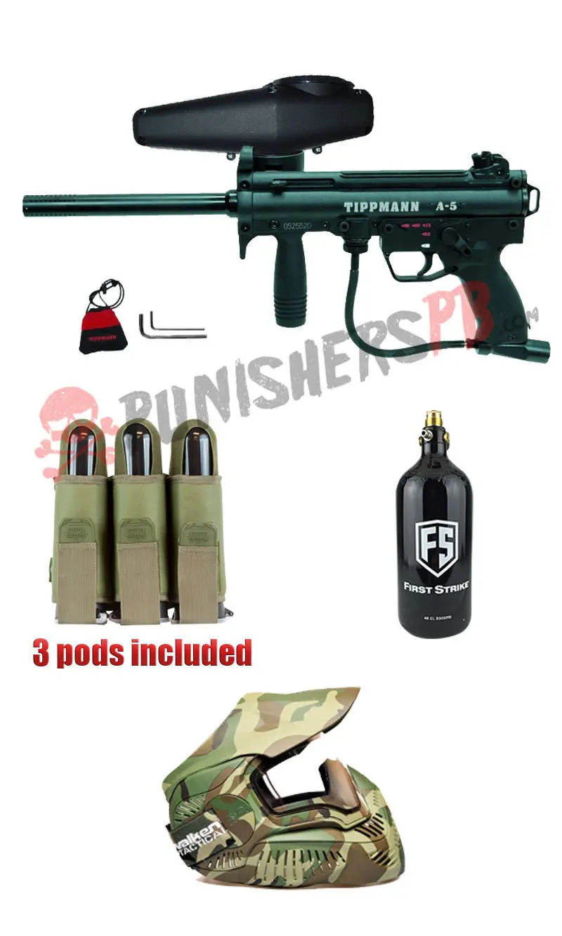 Tippmann Electronic A5 Complete Paintball Gun Package 1