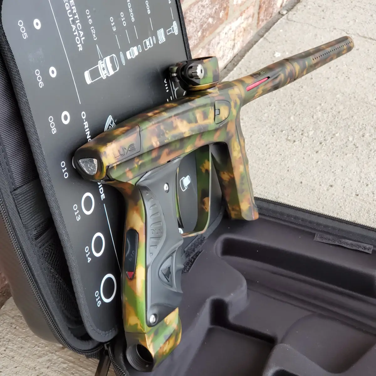Used Dlx Luxe X Paintball Gun - Acid Wash Forest Camo 1