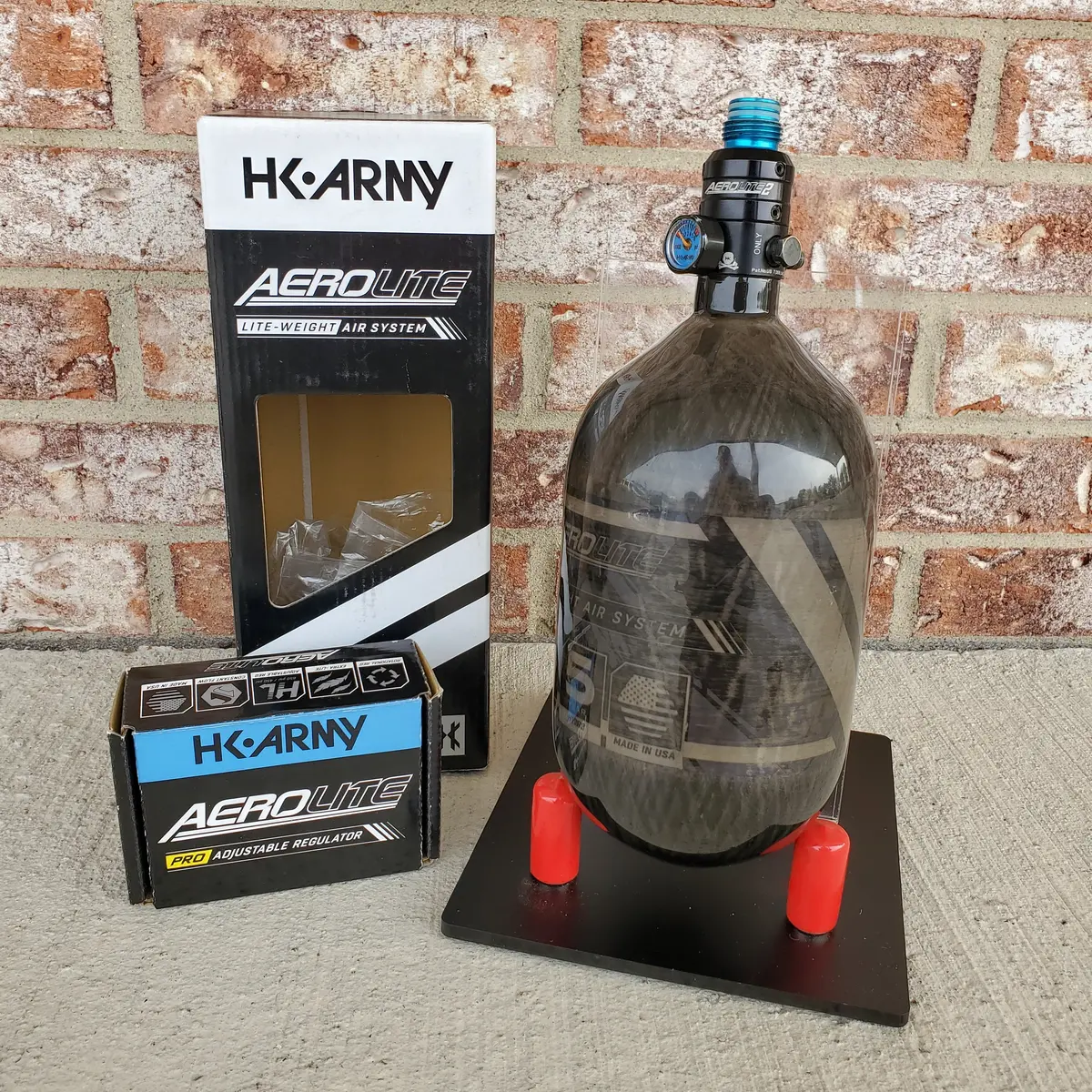 Used Hk Army 68/4500 Aerolite Paintball Tank W/ Aerolite Adjustable Regulator 1