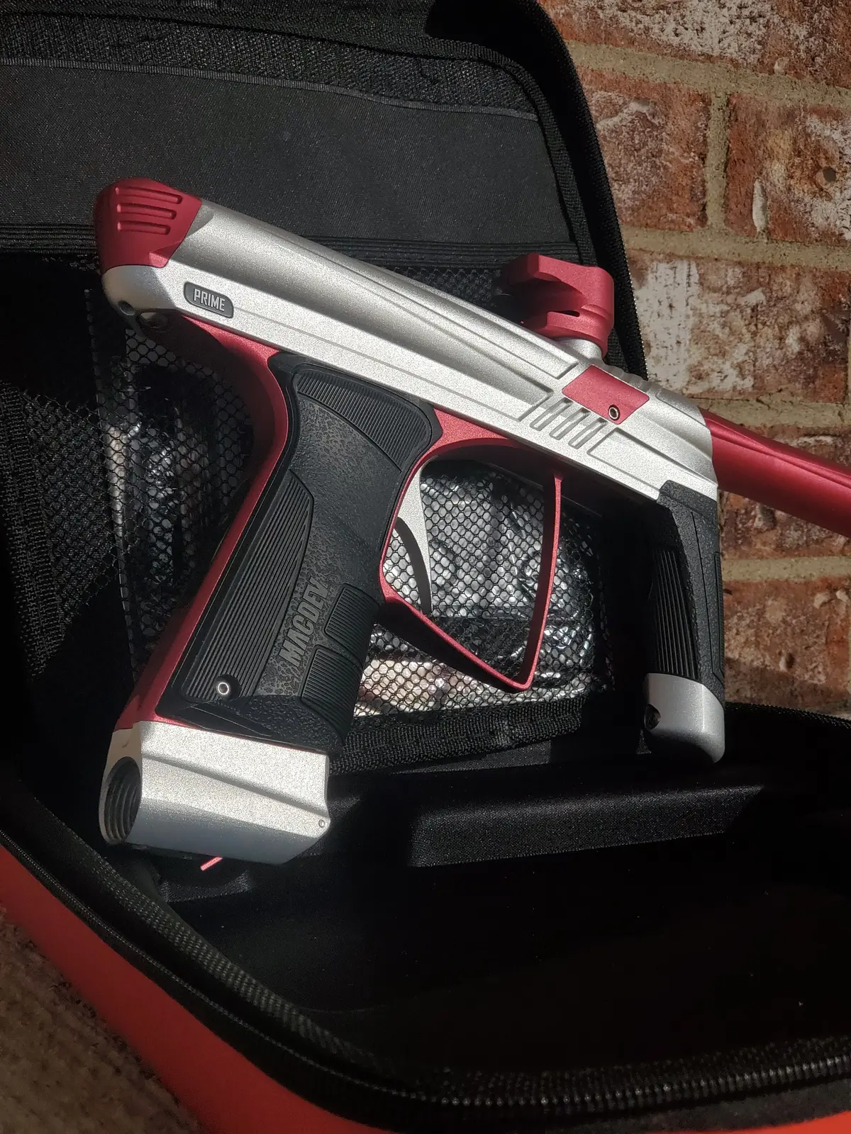Used Macdev Prime Paintball Marker - Silver / Red 1