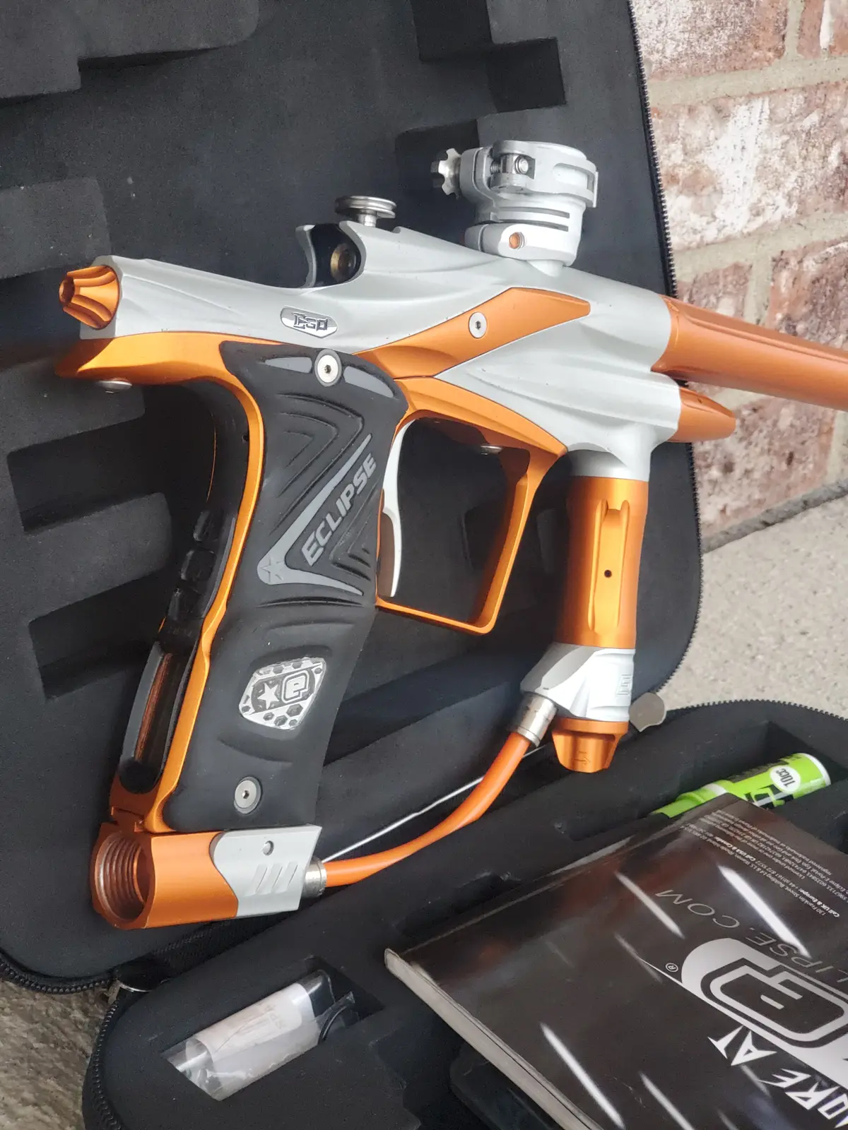 Used Planet Eclipse Ego 11 Paintball Marker- Dust White / Orange 1