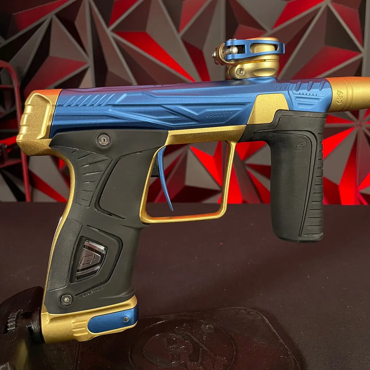 Used Planet Eclipse/Hk Army Gtek 170R Paintball Gun - Blue/Gold W/ Earth Grips And Stock Grips 1