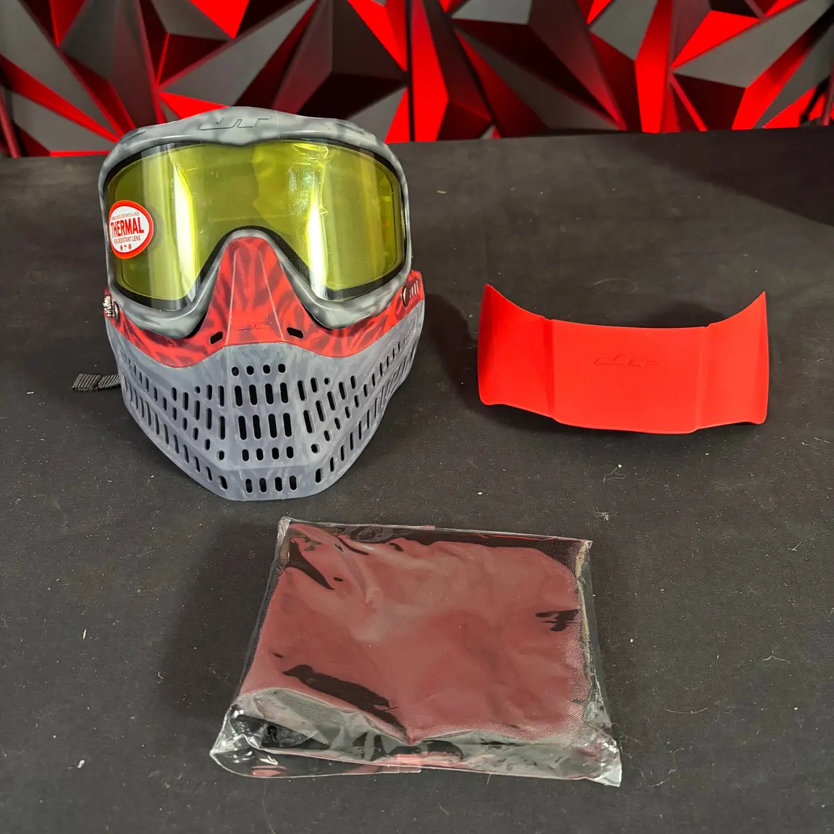 Used Jt Proflex Paintball Mask - Custom #3 Grey Tie Dye Frame /W Grey Tiger Stripe And Grey Tiger Stripe Ears  *Custom* 1