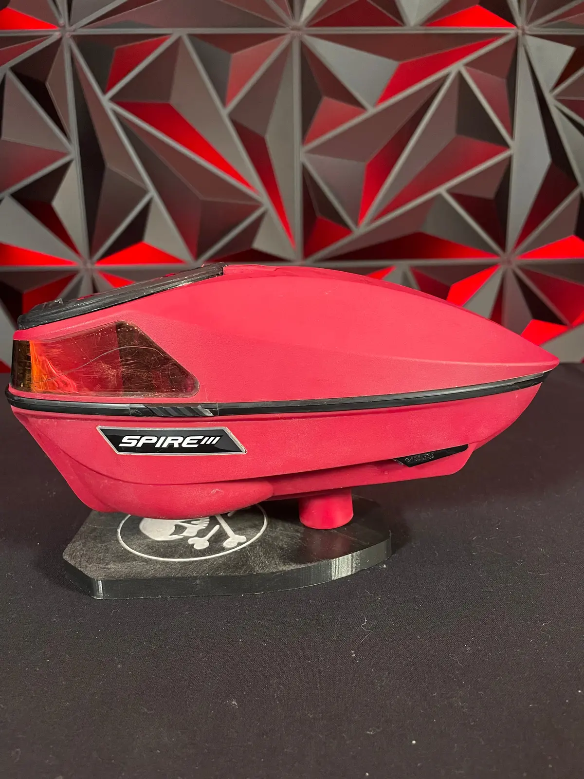 Used Virtue Spire 3 Paintball Loader - Red W/ Speedfeed And Rain Lid 1