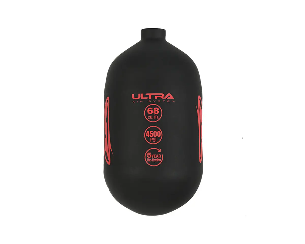 Jt Ultra Light 68Ci 4500Psi Hpa Paintball Tank - Matte Black/Red - Bottle Only 1