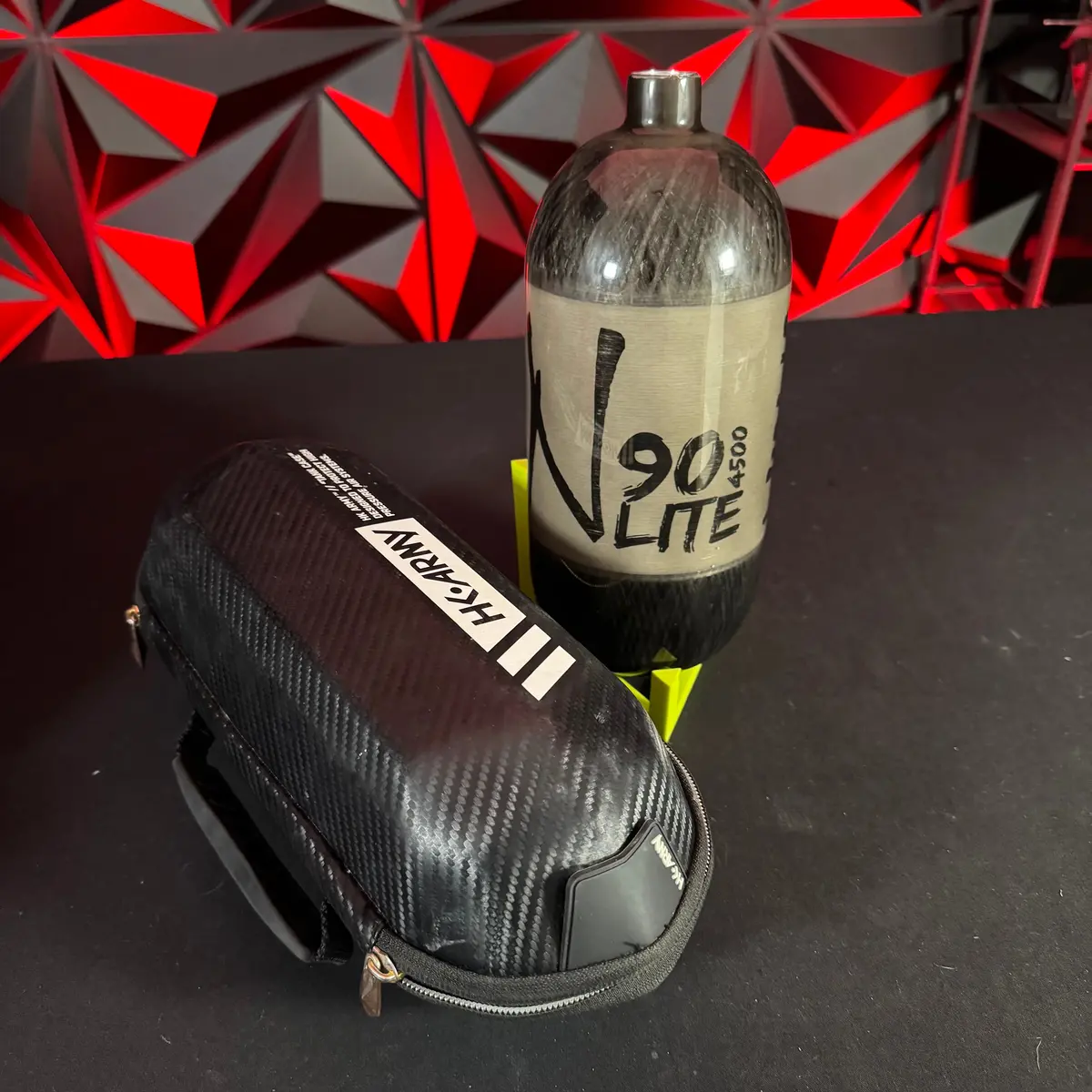 Used Ninja 90/4500 Lite Paintball Tank - Translucent Black W/ Hk Army Tank Case 1
