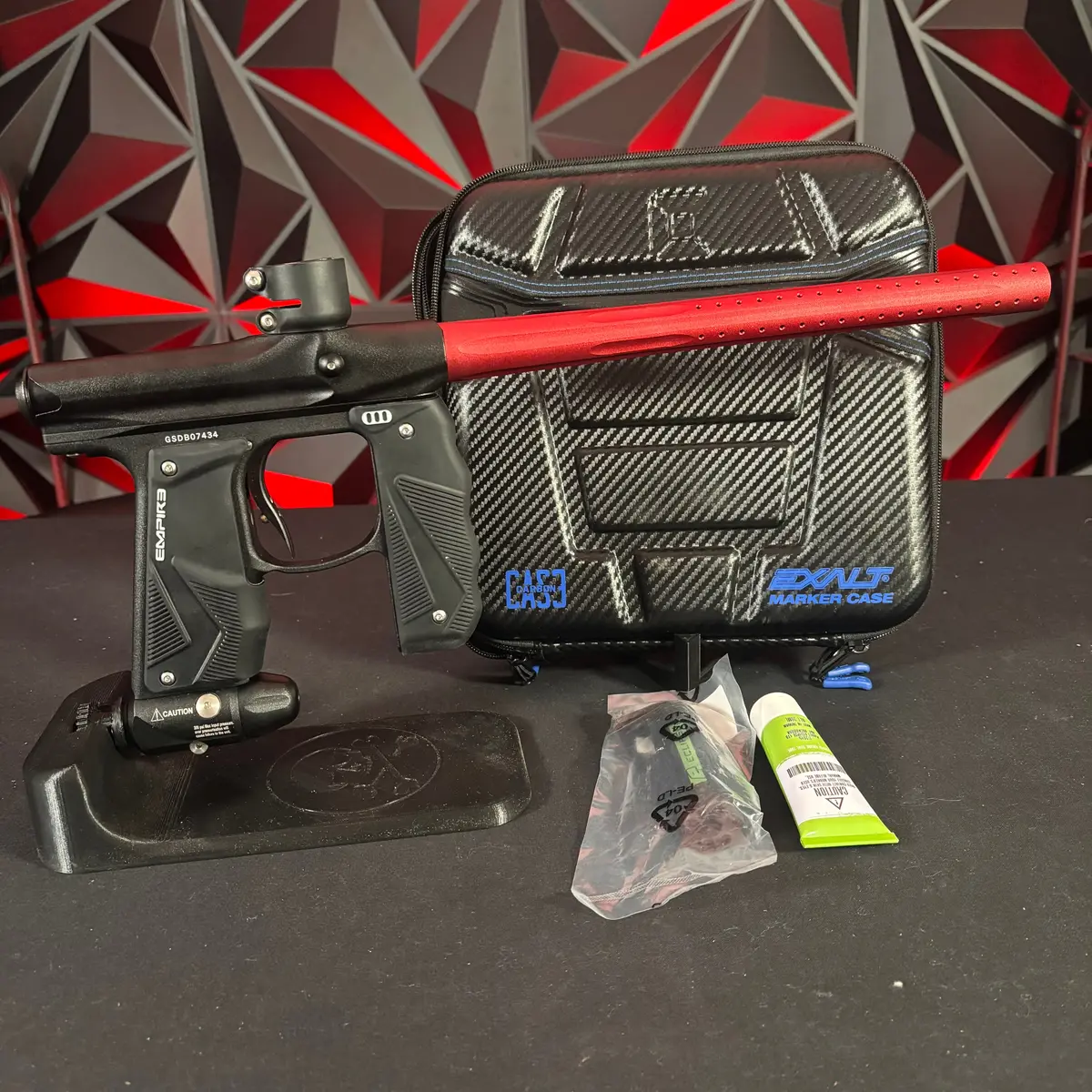 Used Empire Mini Gs Paintball Marker - Dust Black /W Red Barrel 1