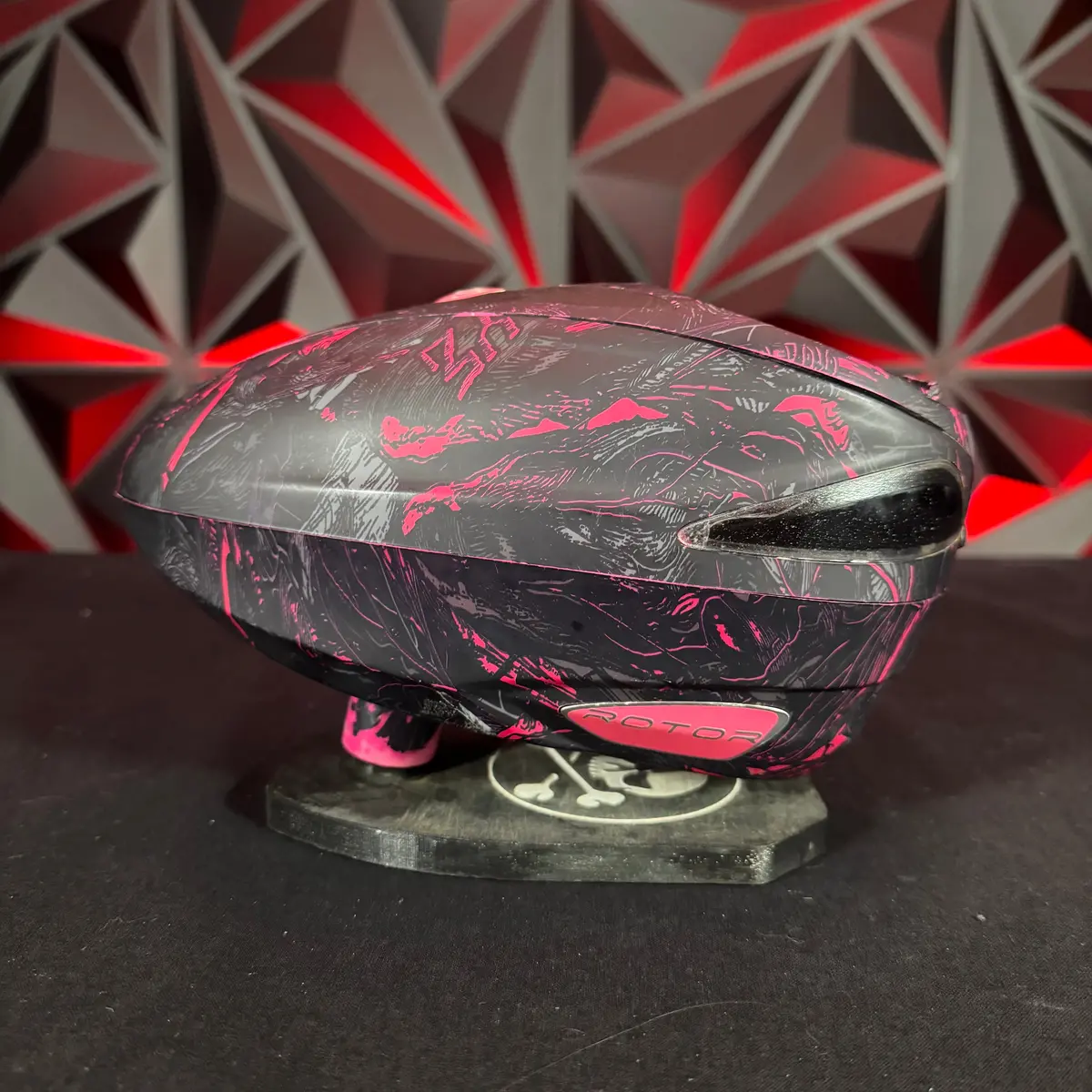 Used Dye Rotor Paintball Loader - Graphic Pink W/ Hk Army Speedfeed 1