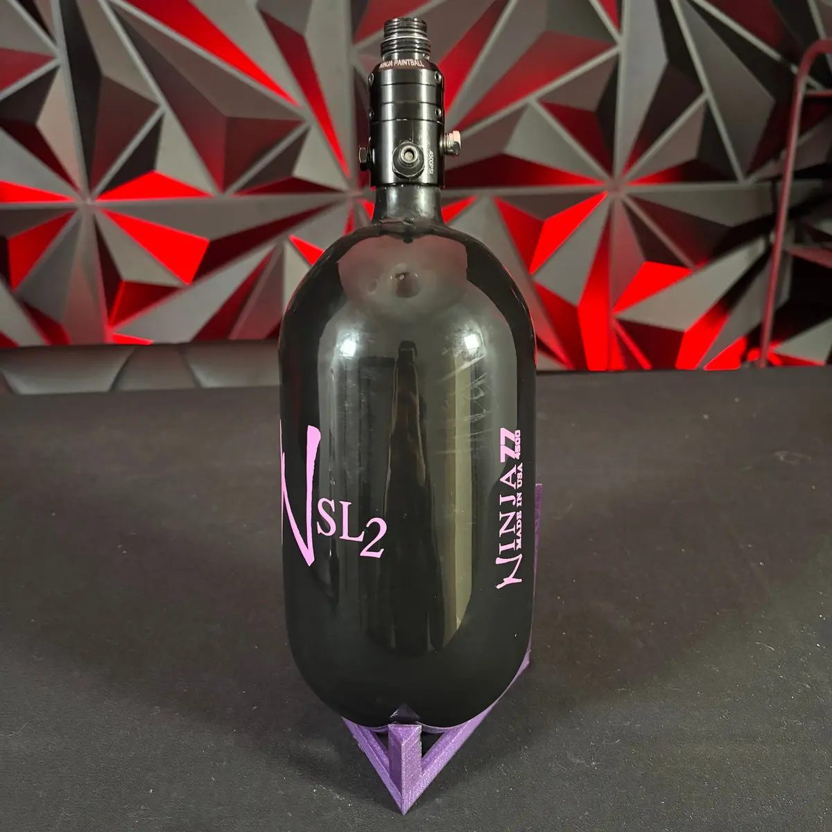 Used Ninja Sl2 77/4500 Paintball Tank - Black/Purple W/Prov2 Regulator 1