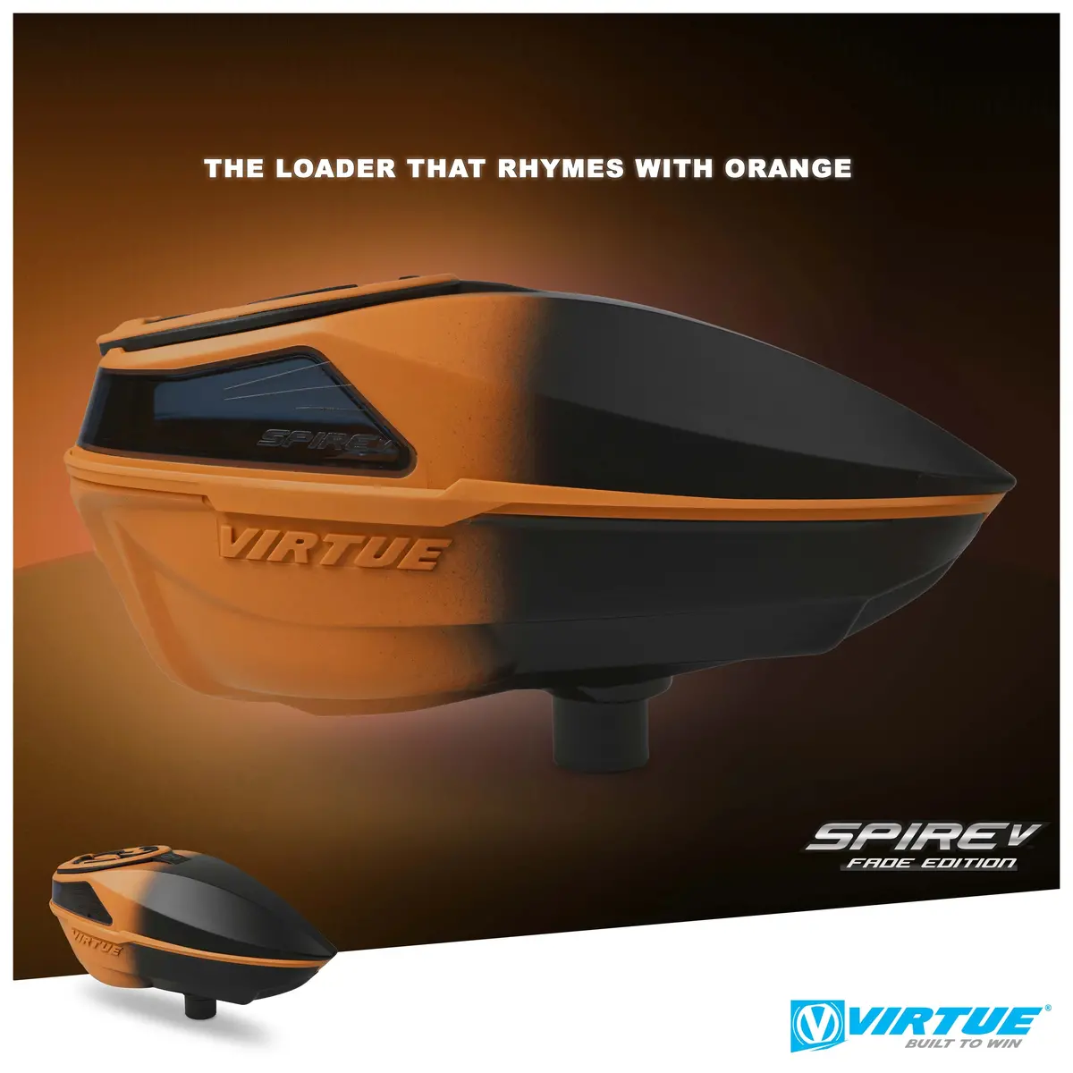 Virtue Spire 5 Paintball Loader - Orange Black Fade 1