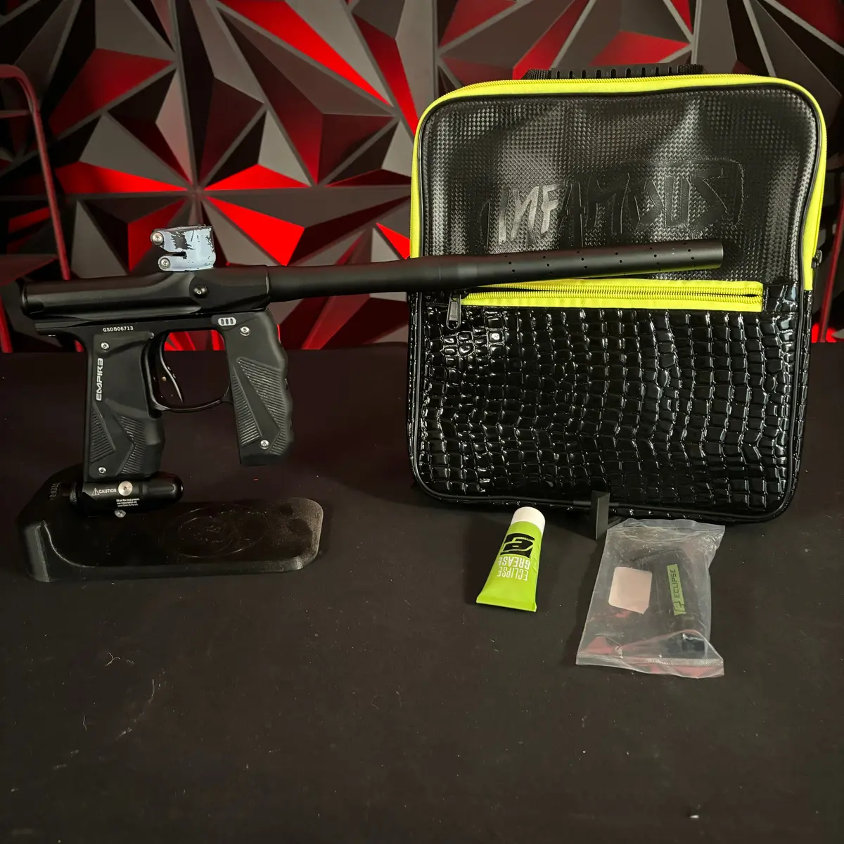 Used Empire Mini Gs Paintball Gun - Dust Black W/ 2 Piece Barrel 1