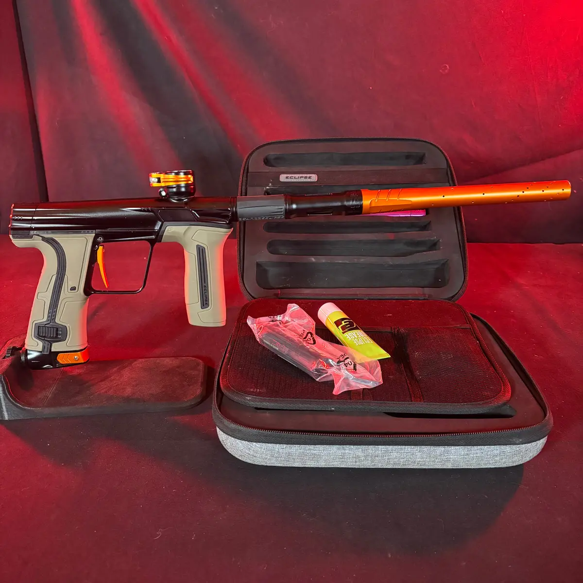 Used Planet Eclipse Cs3 Paintball Gun - Midnight W/ Orange Accents & Fde Grip Kit 1