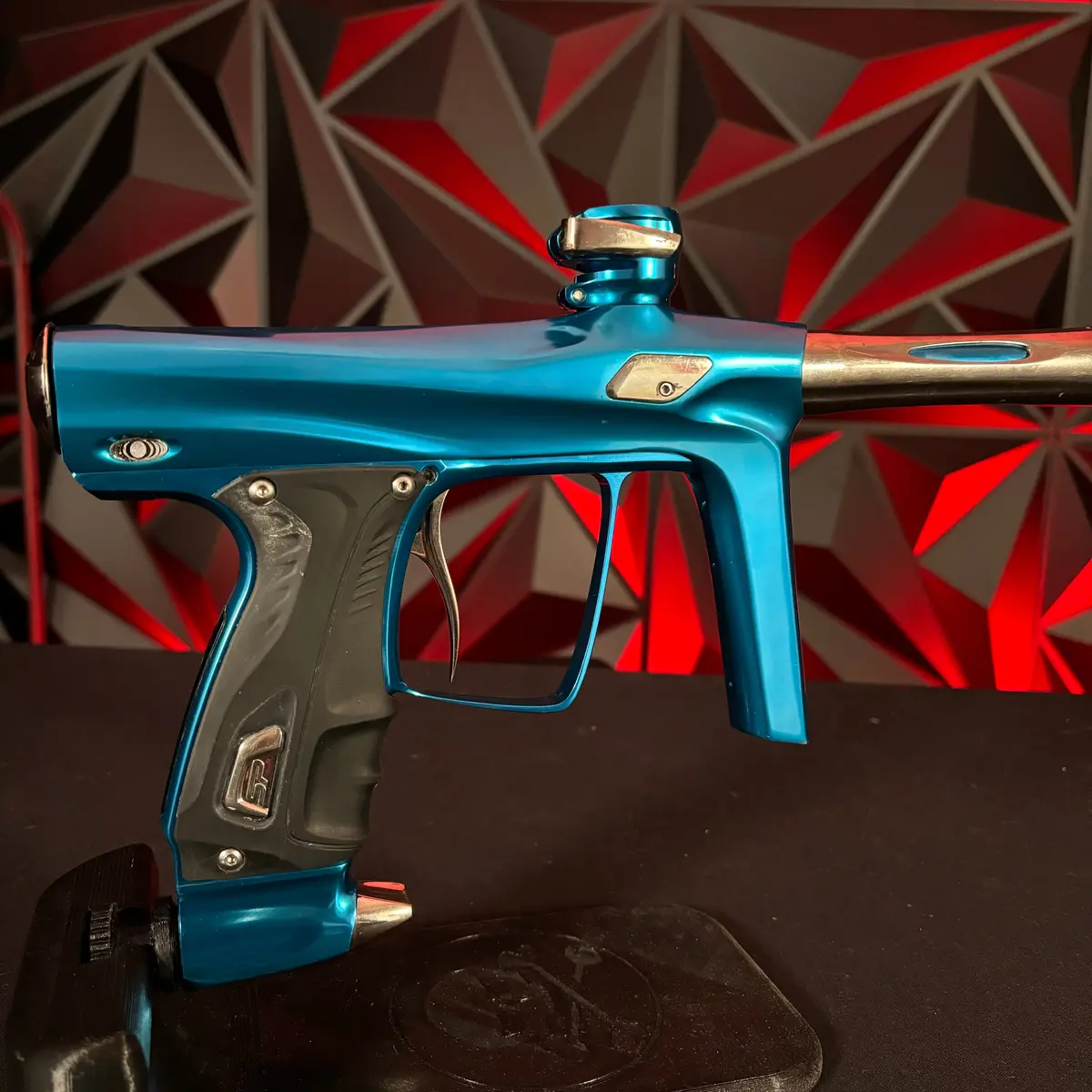 Used Shocker Rsx Paintball Gun - Polished Blue/Polished Gold W/Mech Frame And 4 Inserts 2