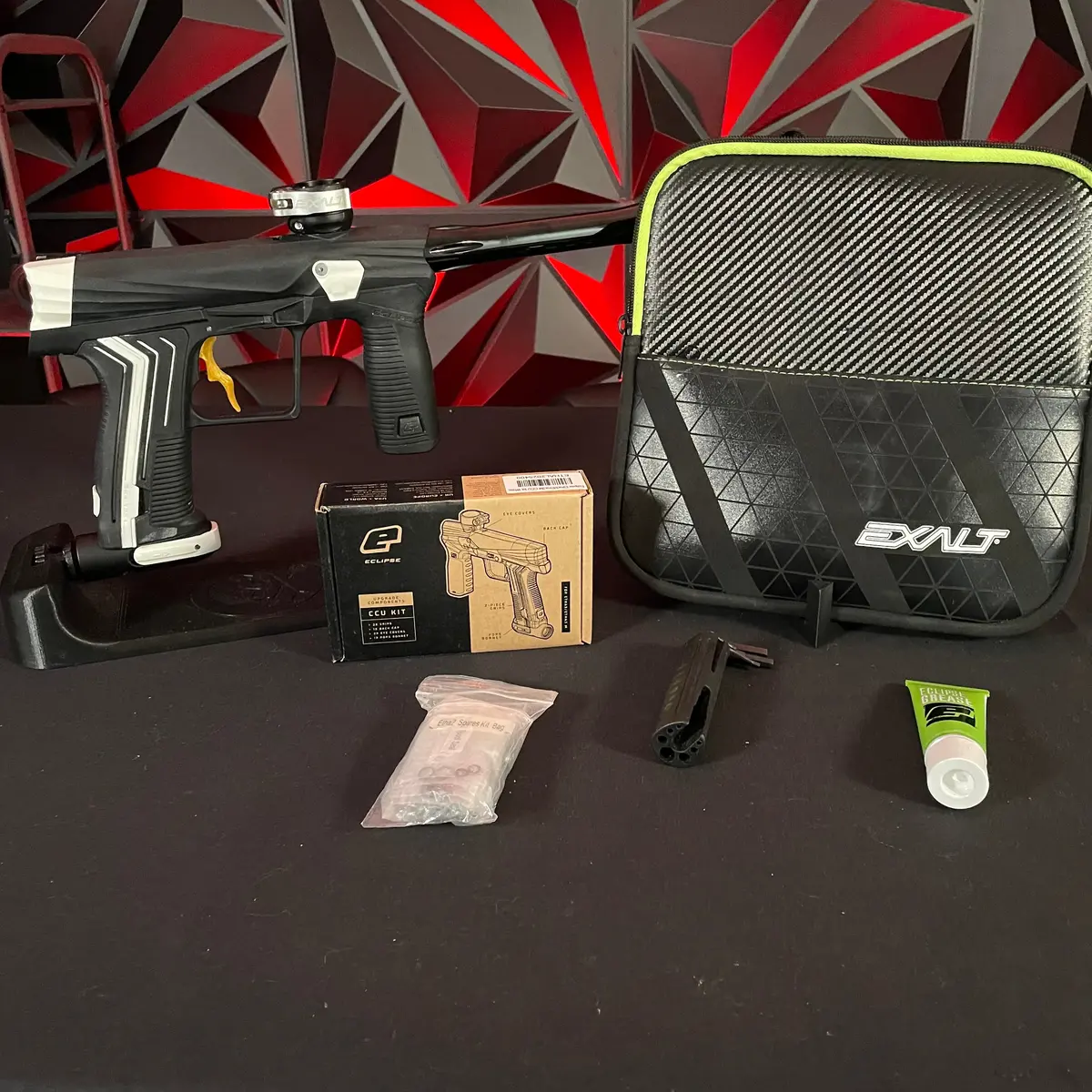 Used Planet Eclipse Etha 3 Paintball Gun - Black W/ White Ccu Kit, Ul-S Barrel, & Deuce Trigger 1