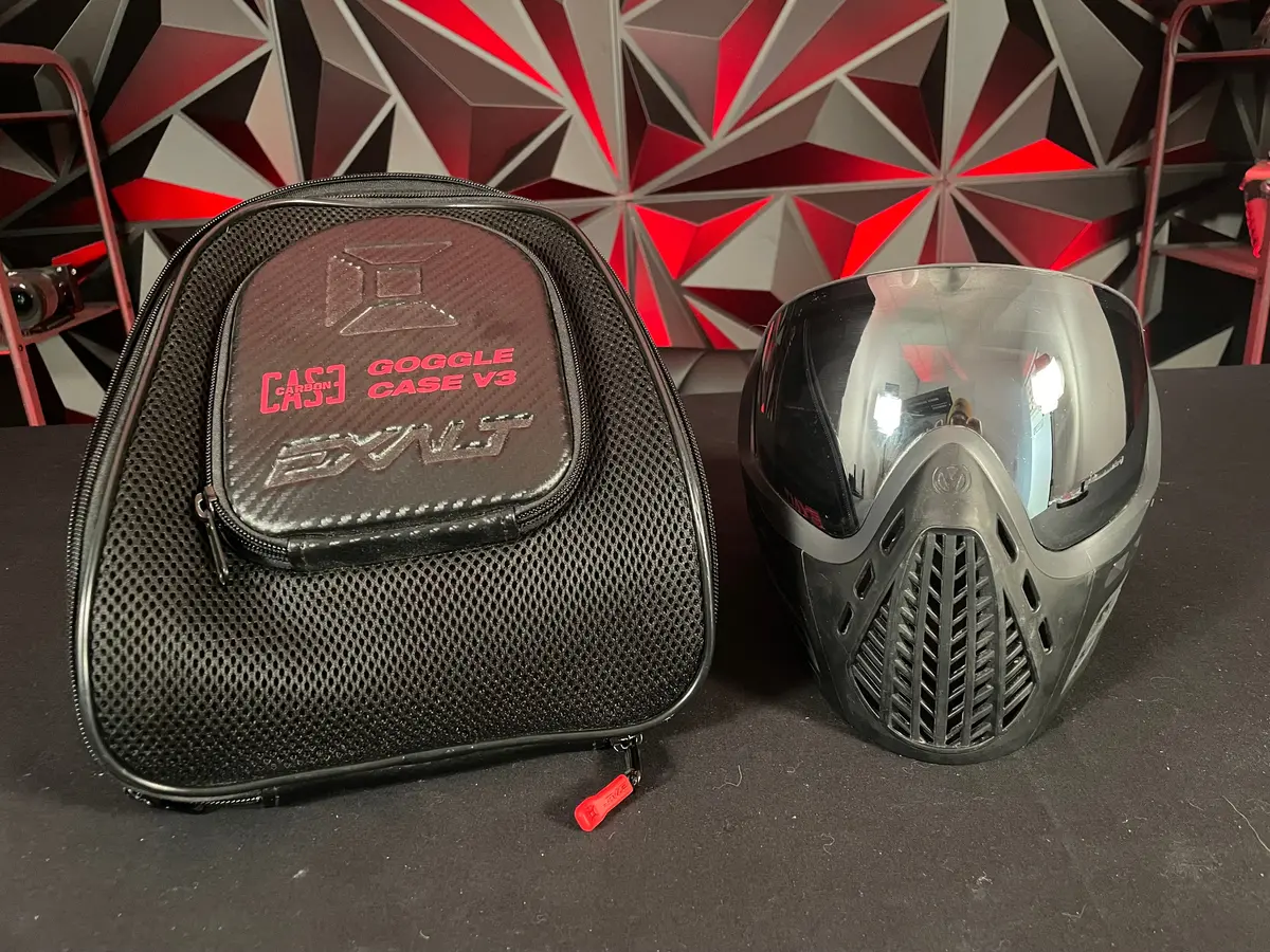 Used Virtue Vio Ascend Paintball Mask - Black W/ Exalt Carbon Goggle Case 1