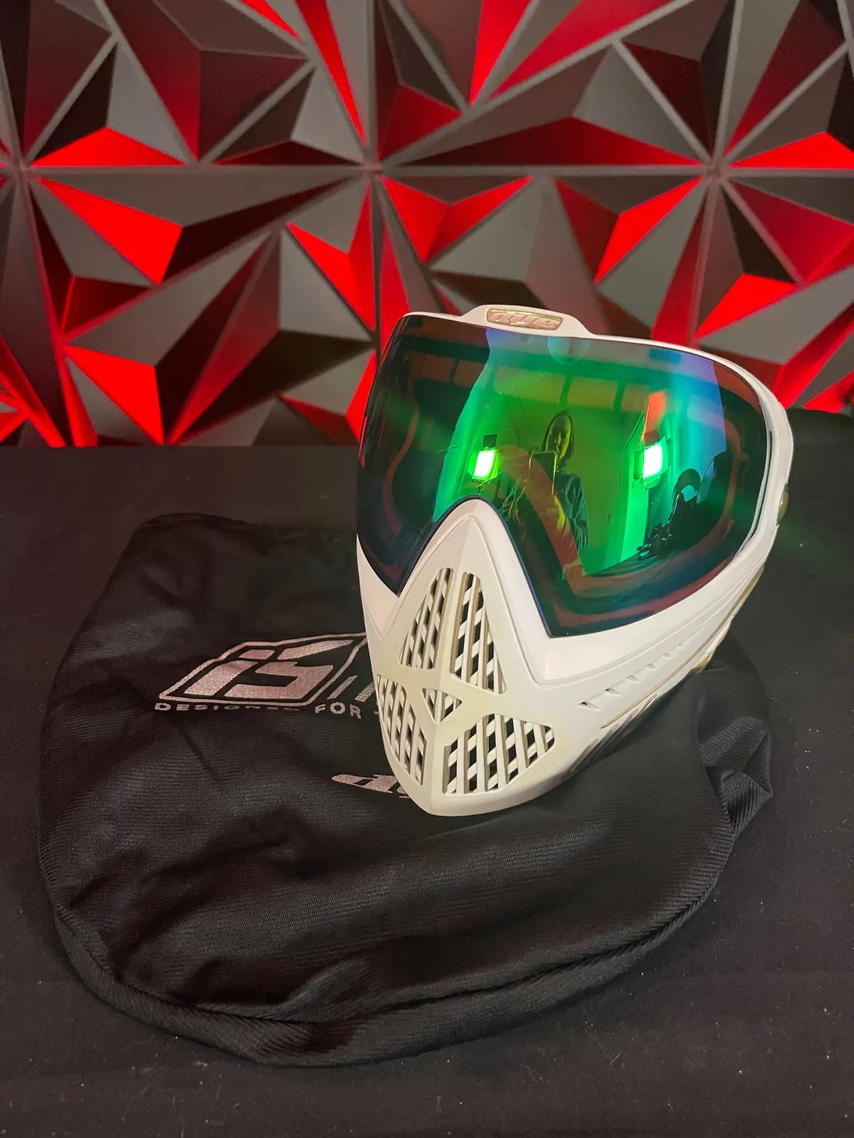 Used Dye I5 Paintball Goggle - White / Gold W/ Soft Goggle Bag 1