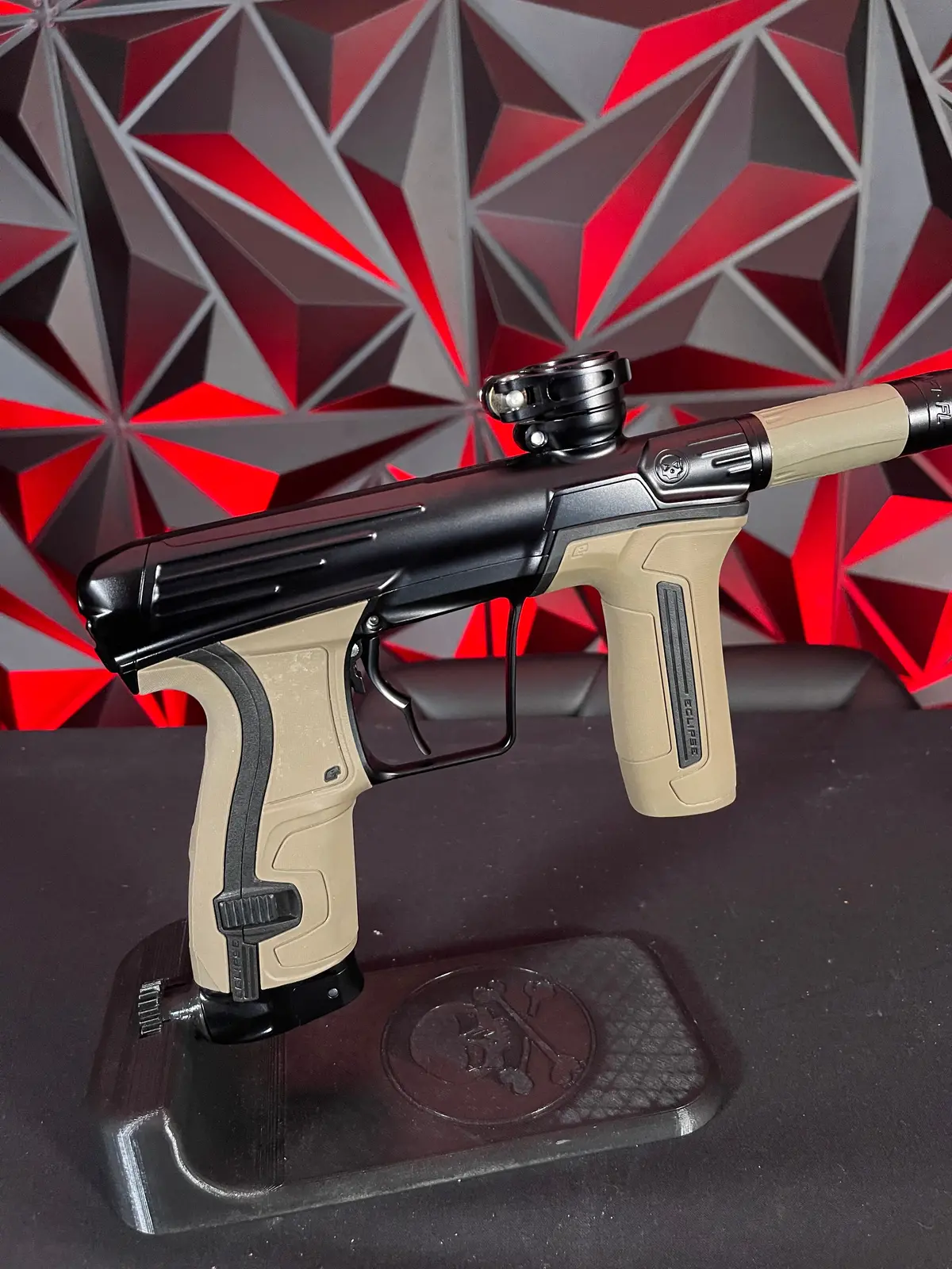 Used Infamous / Planet Eclipse Cs2 Paintball Gun - Black W/ Earth Grip Kit, Full Fl Kit, 4 Triggers, & American Flag Eye Covers 1