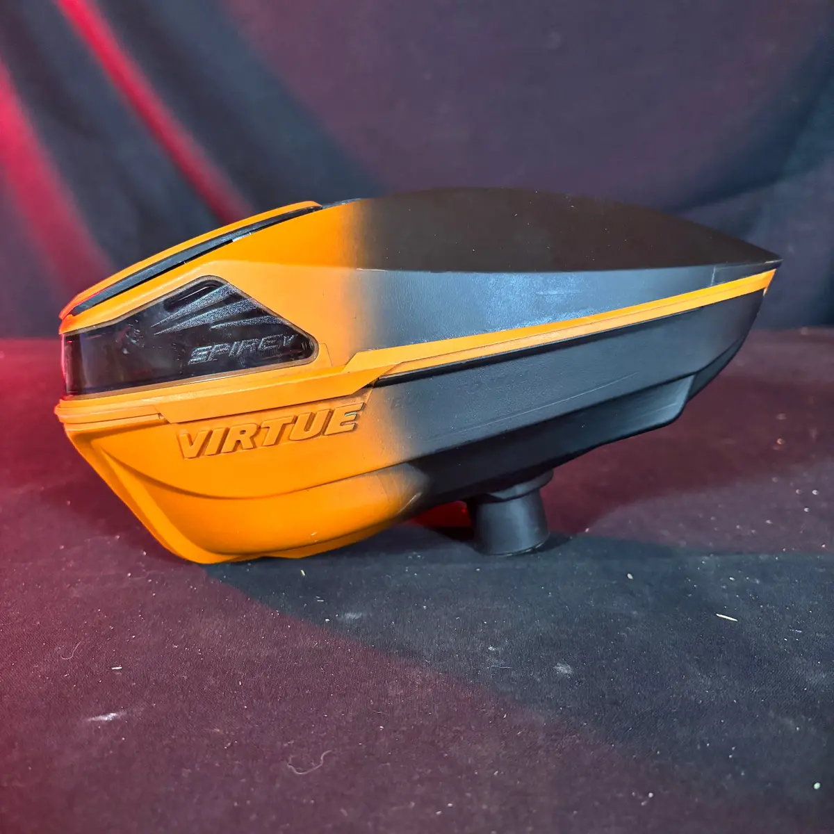 Used Virtue Spire 5 Paintball Loader - Orange/Black Fade 1