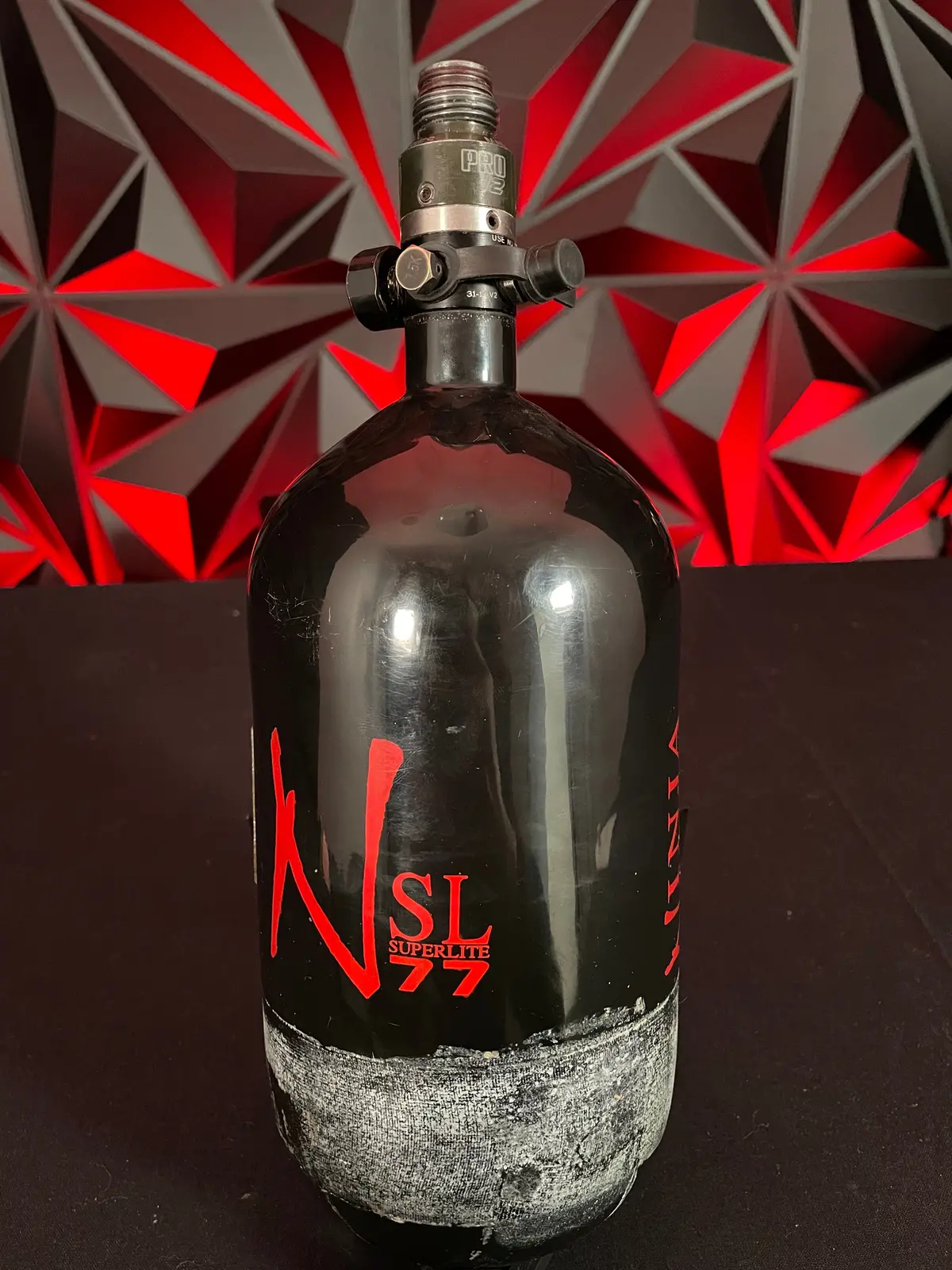 Used Ninja Sl 77/4500 Paintball Tank - Black/Red W/Prov2 1
