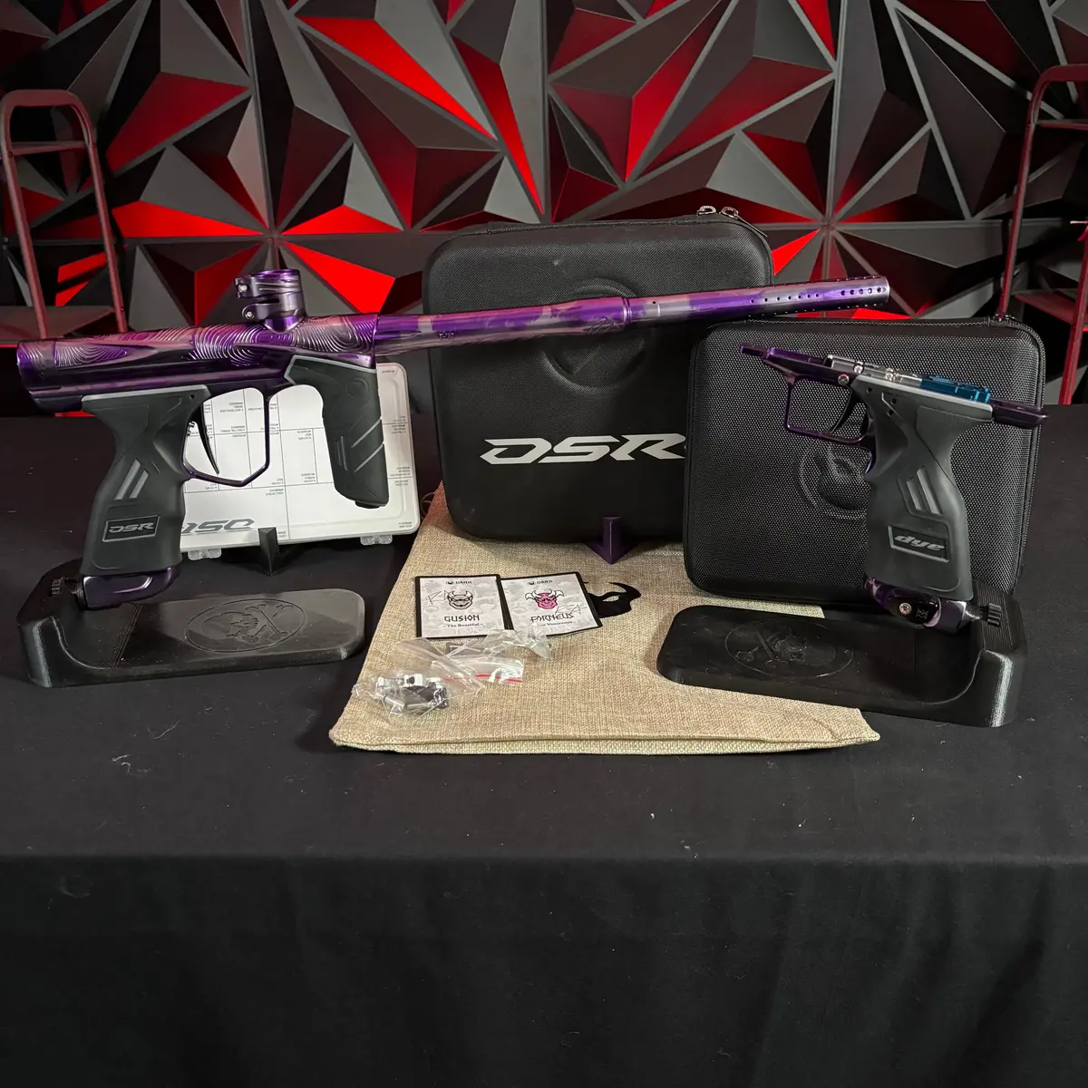 Used Dye Dark Pipe Dsr+ Paintball Gun - Silver/Purple Splash W/ Matching Mech Frame 1