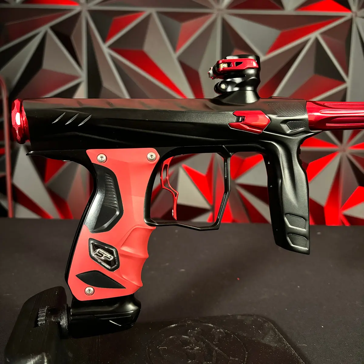 Used Hk Army Shocker Amp Paintball Gun - Black/Red W/Infamous Deuce Trigger 1