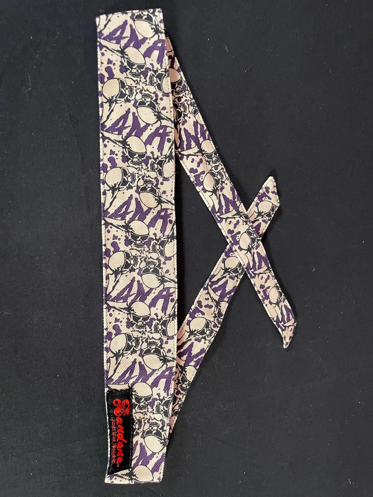 Used Sandana "Flying Skulls" Headband - Light Tan/Purple 1