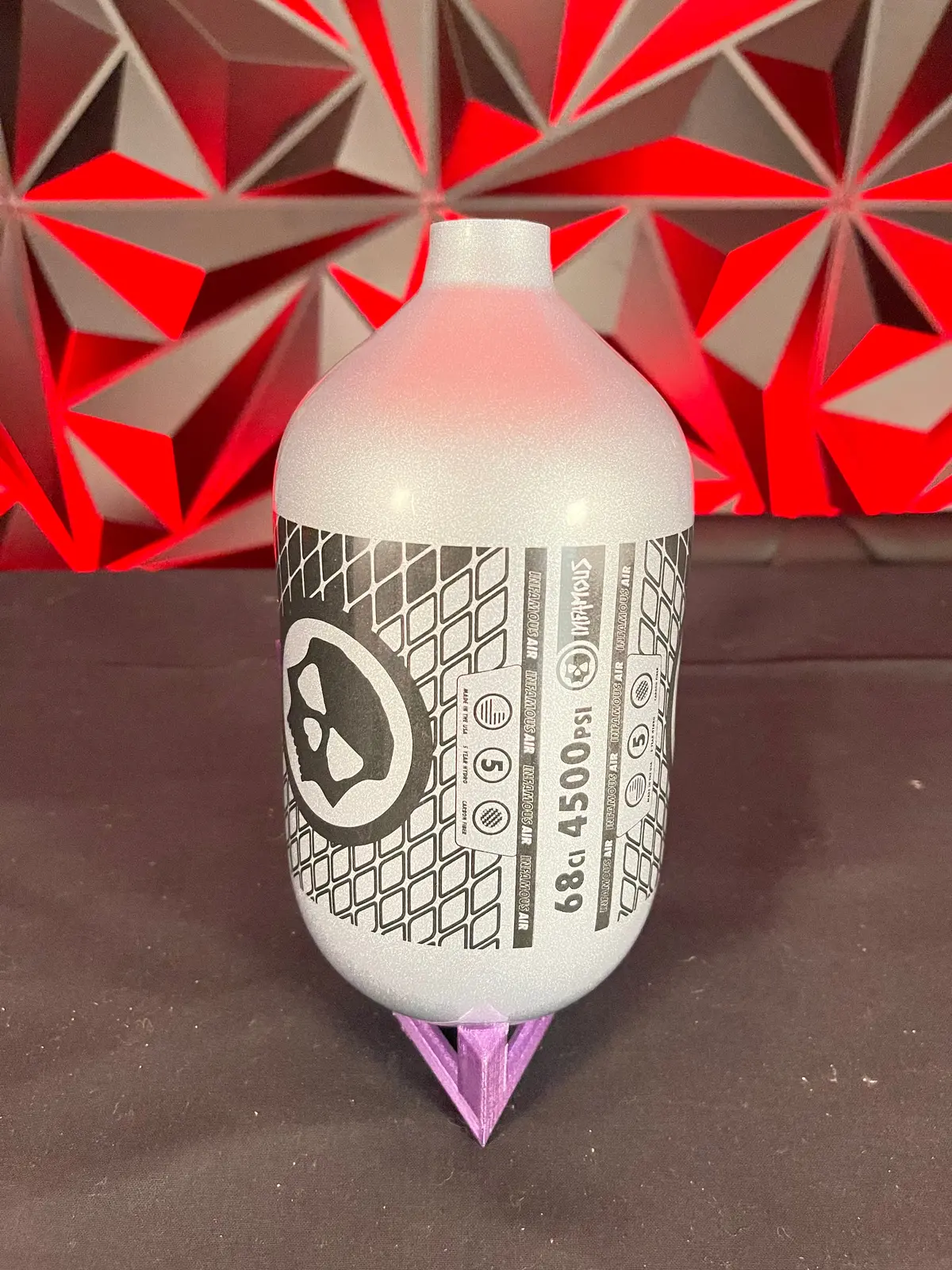 Used Infamous 68/4500 Diamond Series Skeleton Air Paintball Tank - Bottle Only - Silver/Black 1