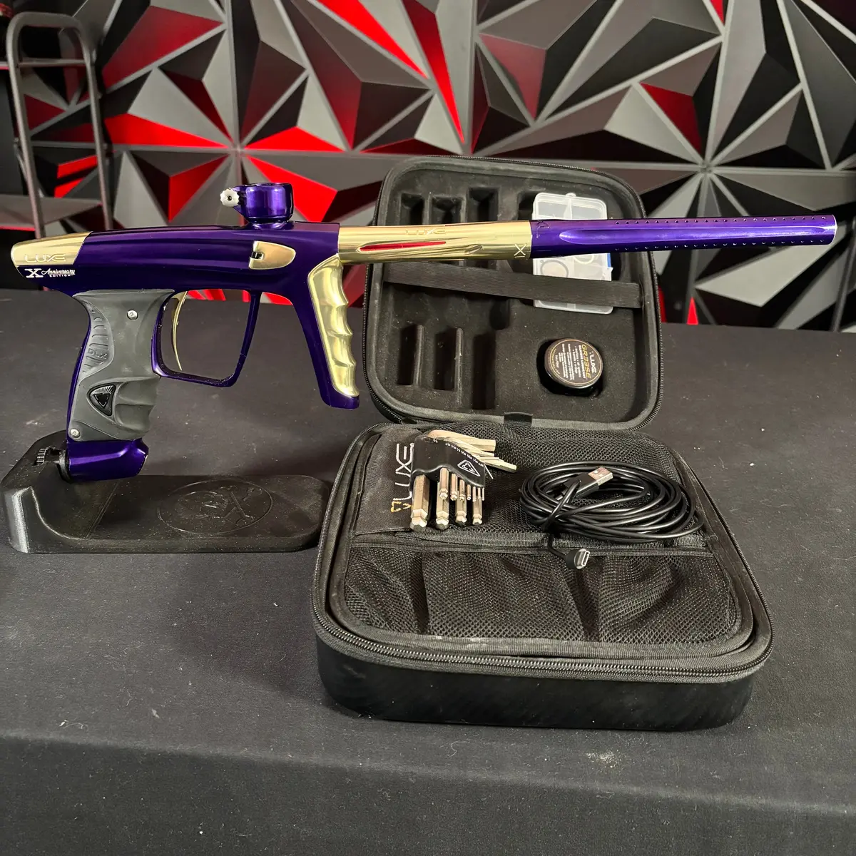 Used Dlx Luxe X Paintball Gun - Polished Purple/Polished Gold - Anniversary Edition 1