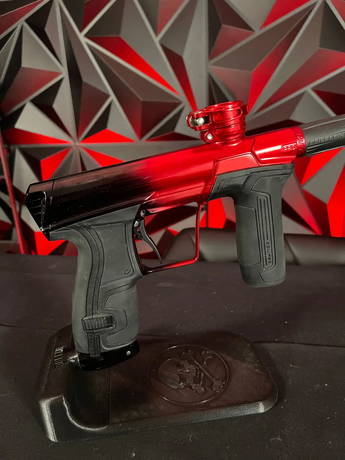 Used Planet Eclipse Cs2 Pro Paintball Gun - Polished Black/Polished Red W/Dust Red Fl Barrel, Full Fl Kit, & Black Scythe Trigger 1