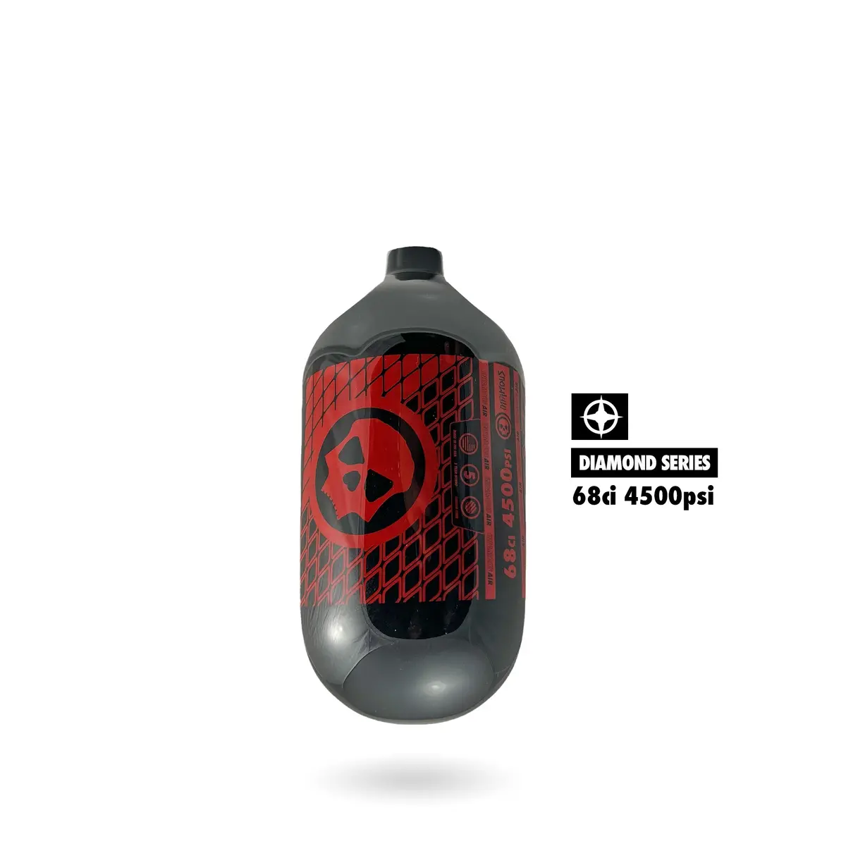 Infamous "Diamond Series" Air Pattern Paintball Tank - 68/4500 - Black / Red - Bottle Only 1