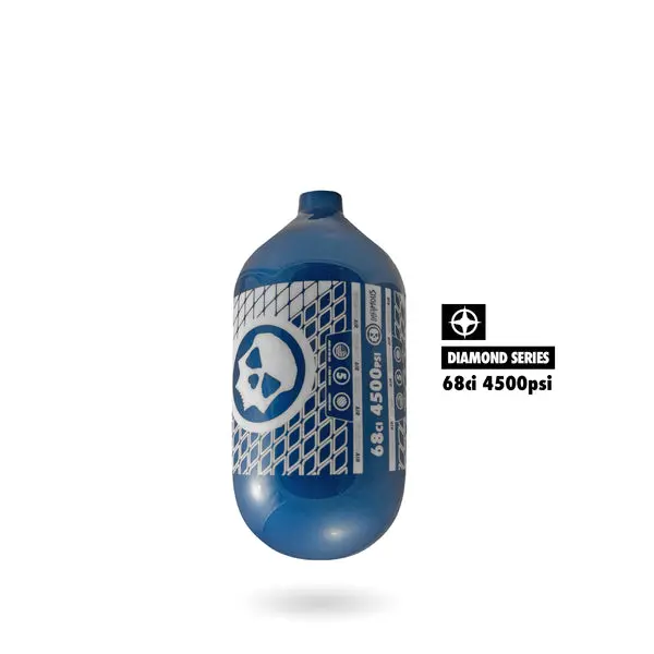 Infamous "Diamond Series" Air Pattern Paintball Tank - 68/4500 - Blue / White - Bottle Only 1