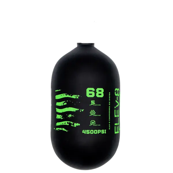 Elev-8 68Ci/4500Psi Air Tank Bottle Only - Matte Black/Green Flag 1