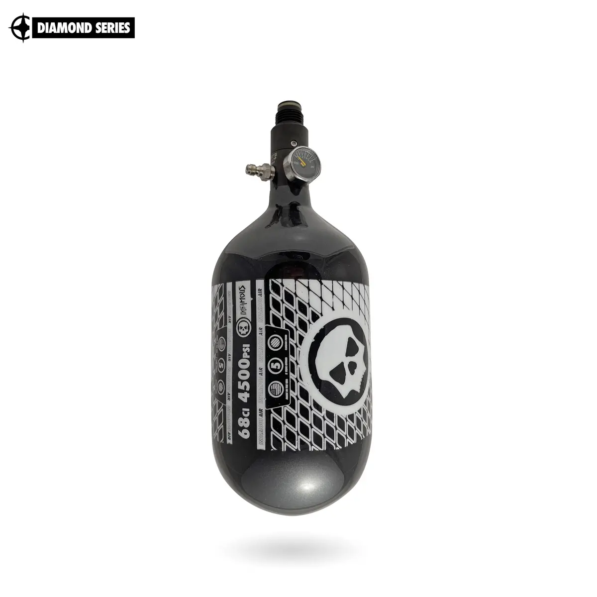 Infamous Air Tank W/ Standard Reg - Air Pattern - Diamond Series - 68Ci / 4500Psi - Black / White 1