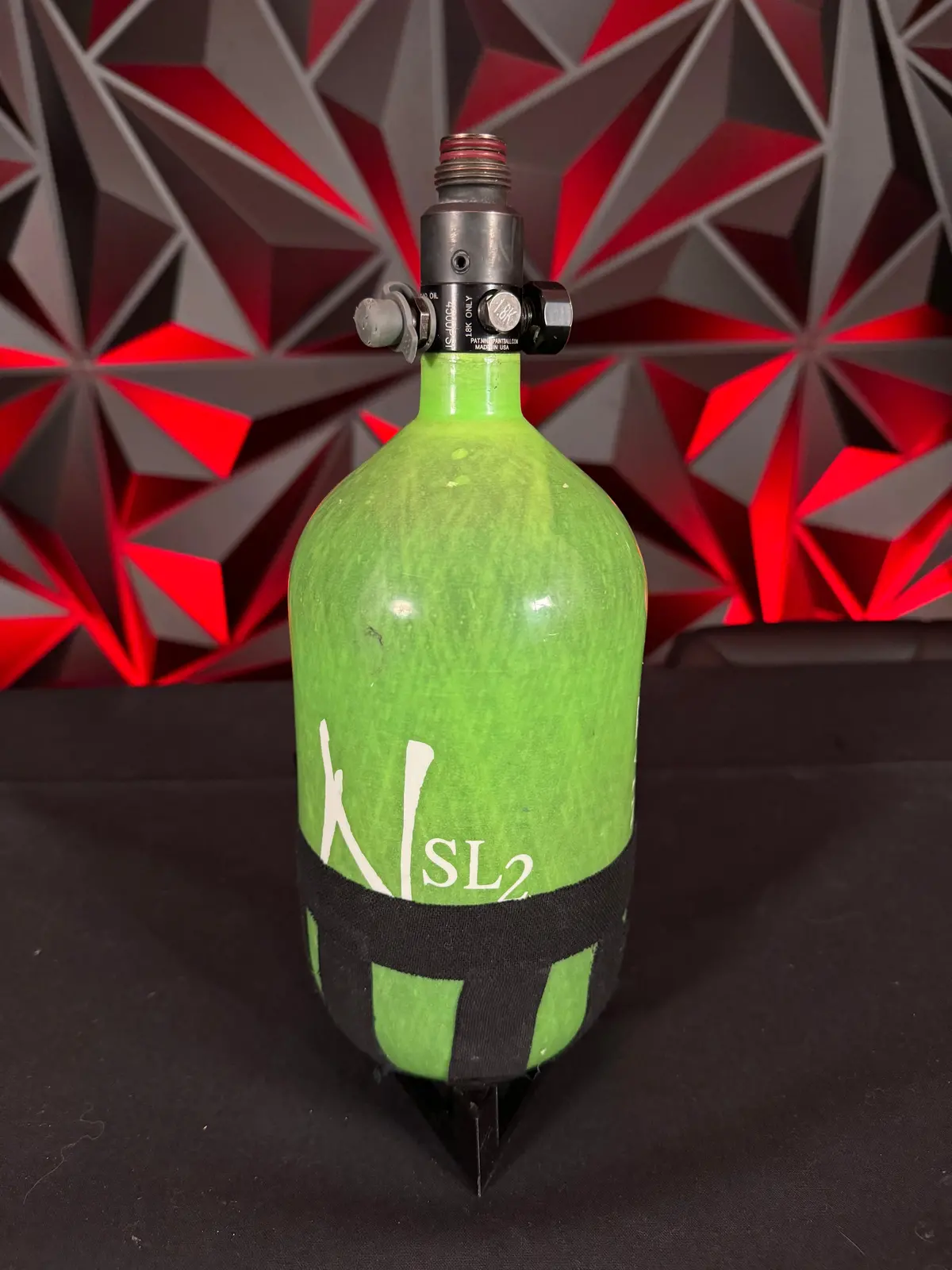 Used Ninja Sl2 77/4500 Paintball Tank - Lime W/ Standard Regulator 1
