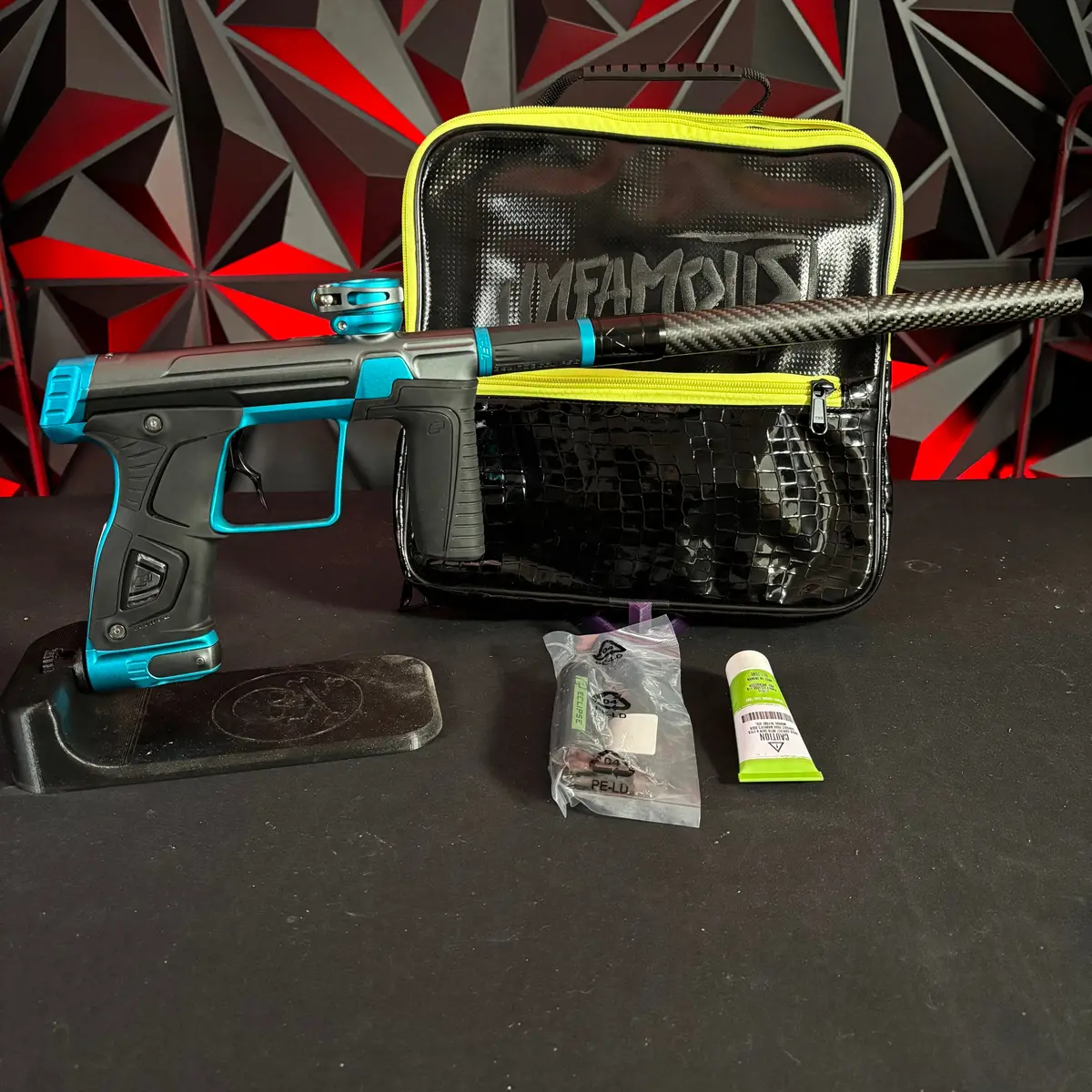 Used Planet Eclipse 170R Paintball Gun - Dust Pewter/ Teal W/Infamous Deuce Trigger 1
