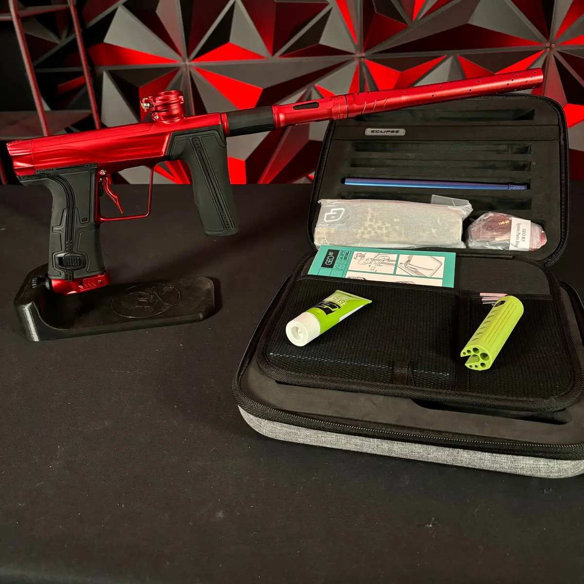Used Planet Eclipse Geo R5 Paintball Gun - Red W/ Infamous Deuce Trigger & 2 Pwr Inserts 1