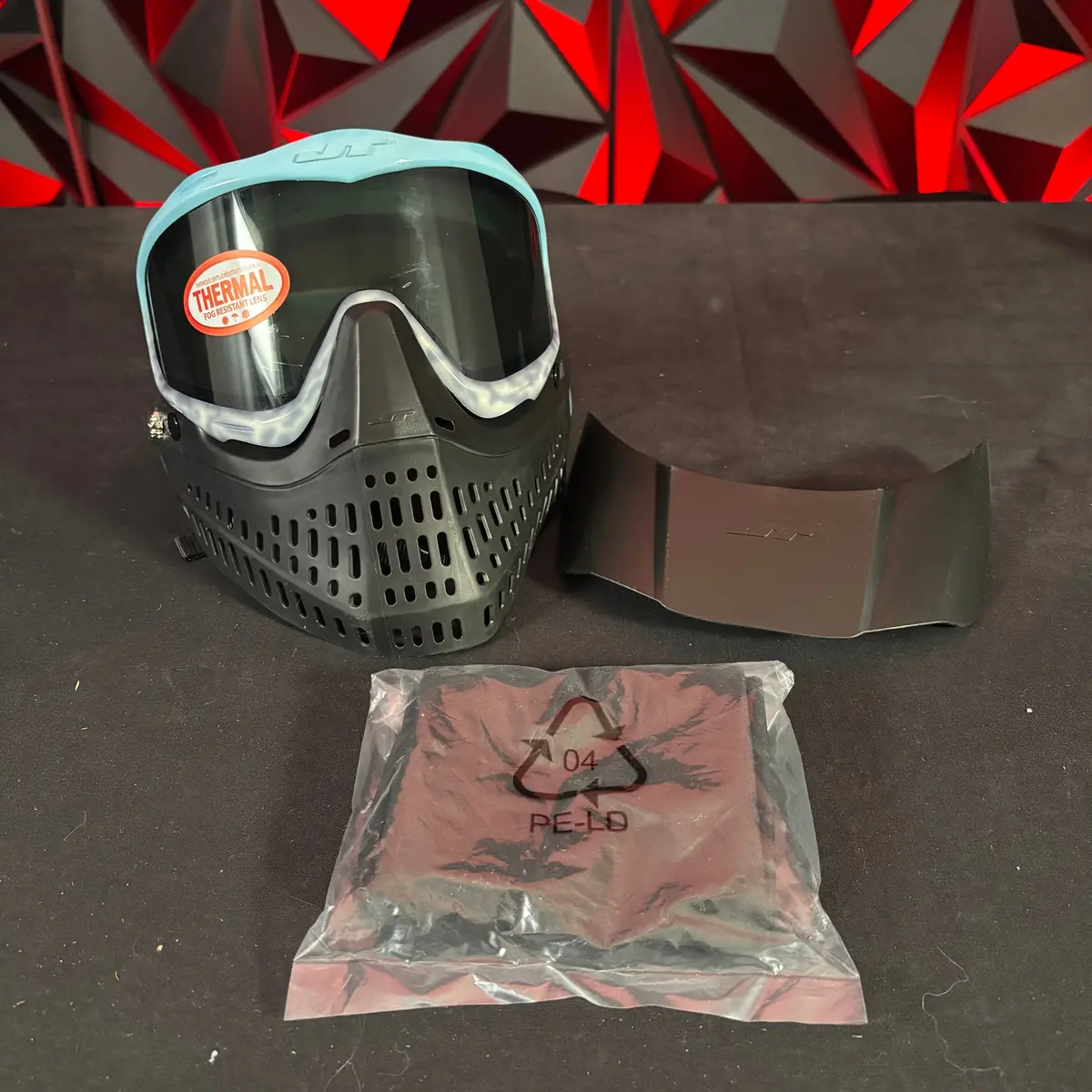 Used Jt Proflex Paintball Mask - Custom #10 Baby Blue To Grey Tie Dye Frame /W Black Bottoms And Blue Ears *Custom* 1
