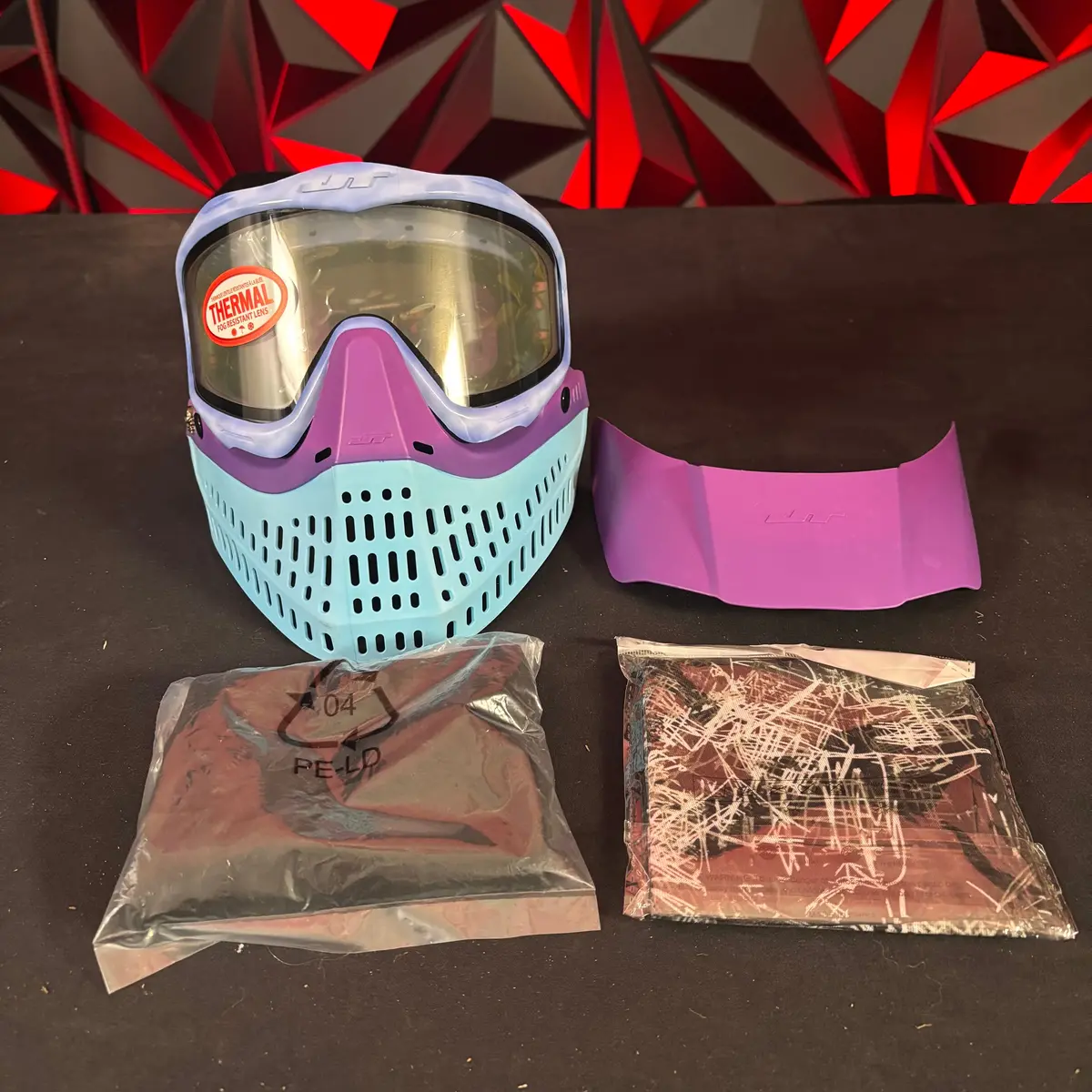Used Jt Proflex Paintball Mask - Custom #11 Purple Tie Dye Frame /W Light Blue To Purple Bottoms And Purple Ears *Custom* 1