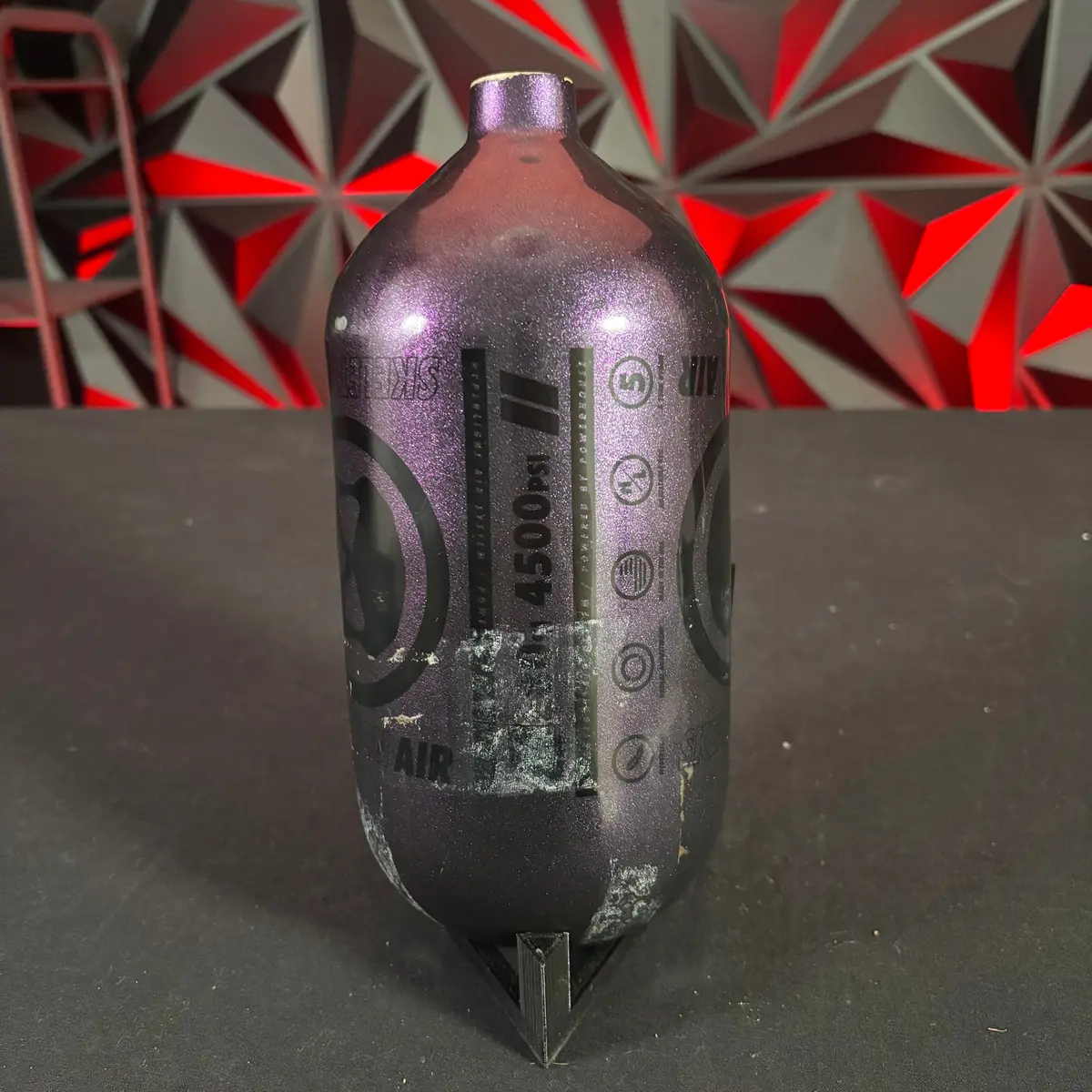 Used Infamous 80/4500 Skeleton Air Paintball Tank - Black Cherry *Bottle Only* 1